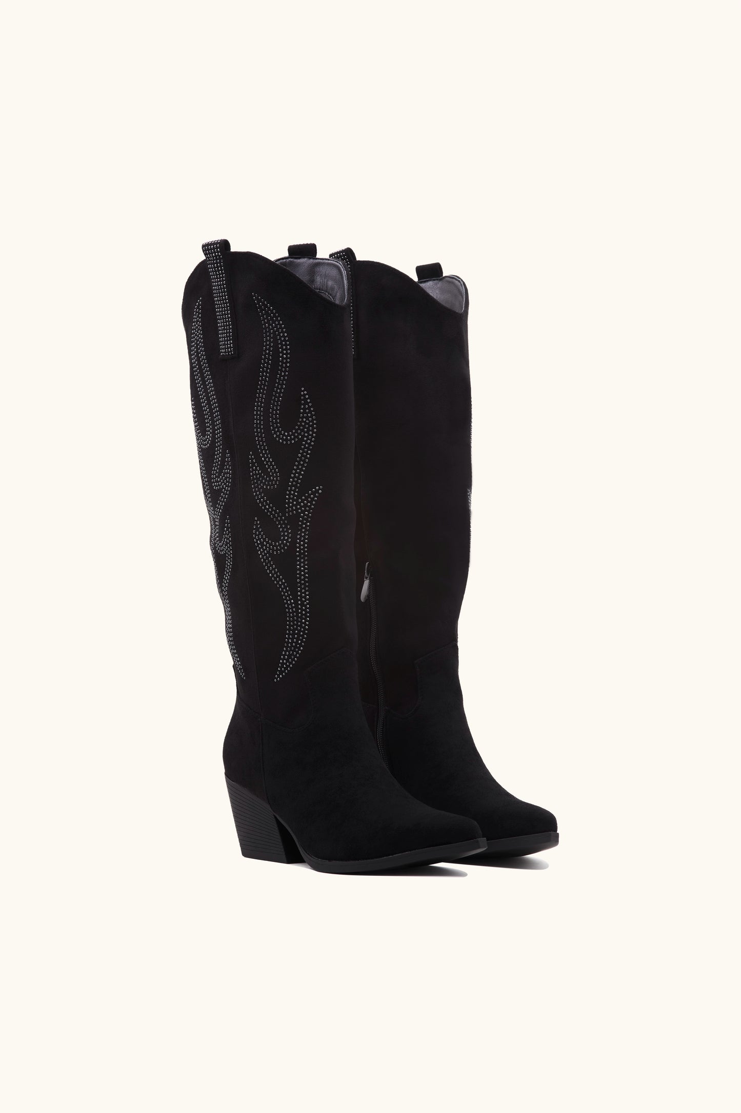 Santiags suédine à strass noires