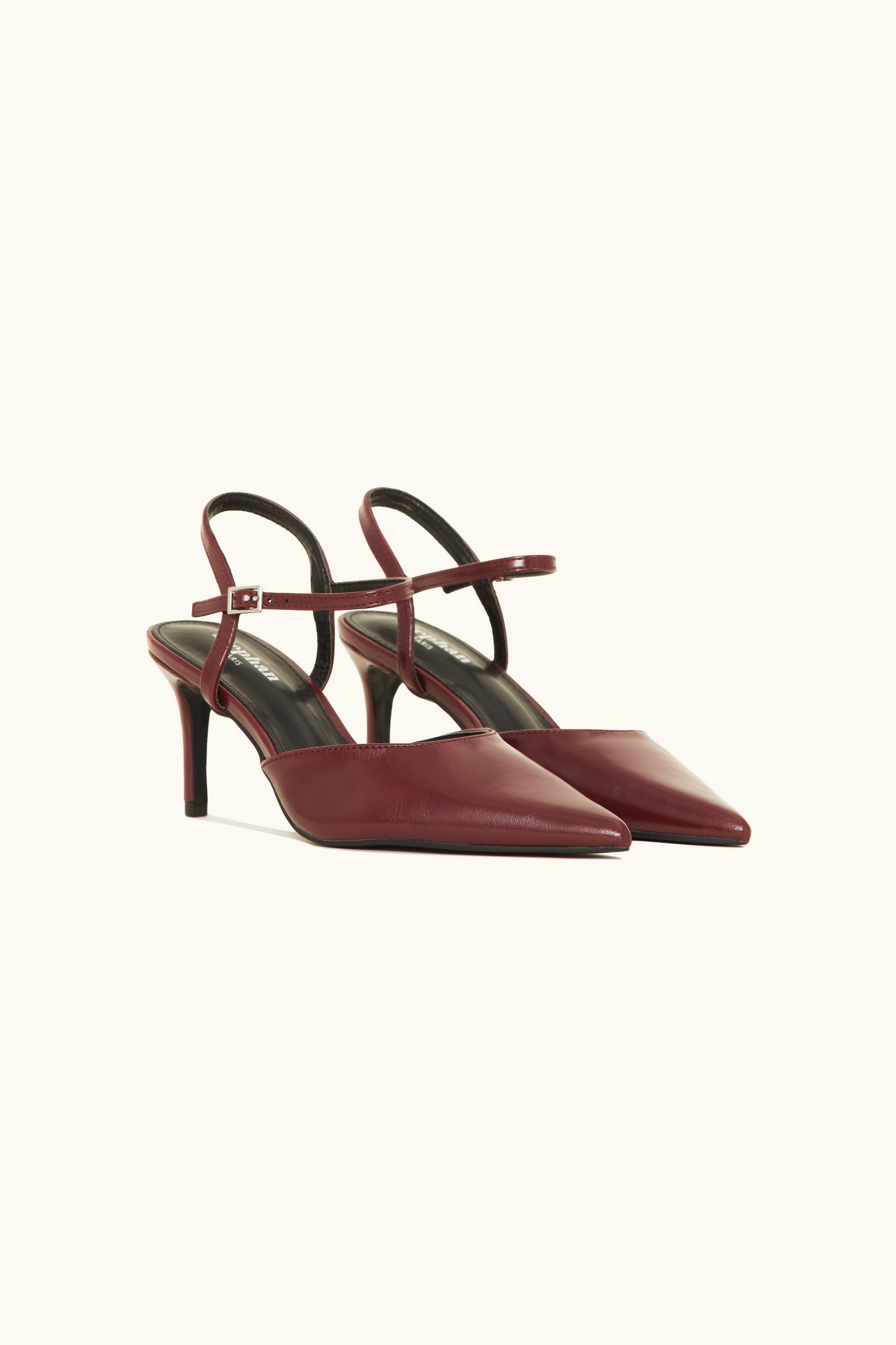 Escarpins à bouts pointus en similicuir bordeaux