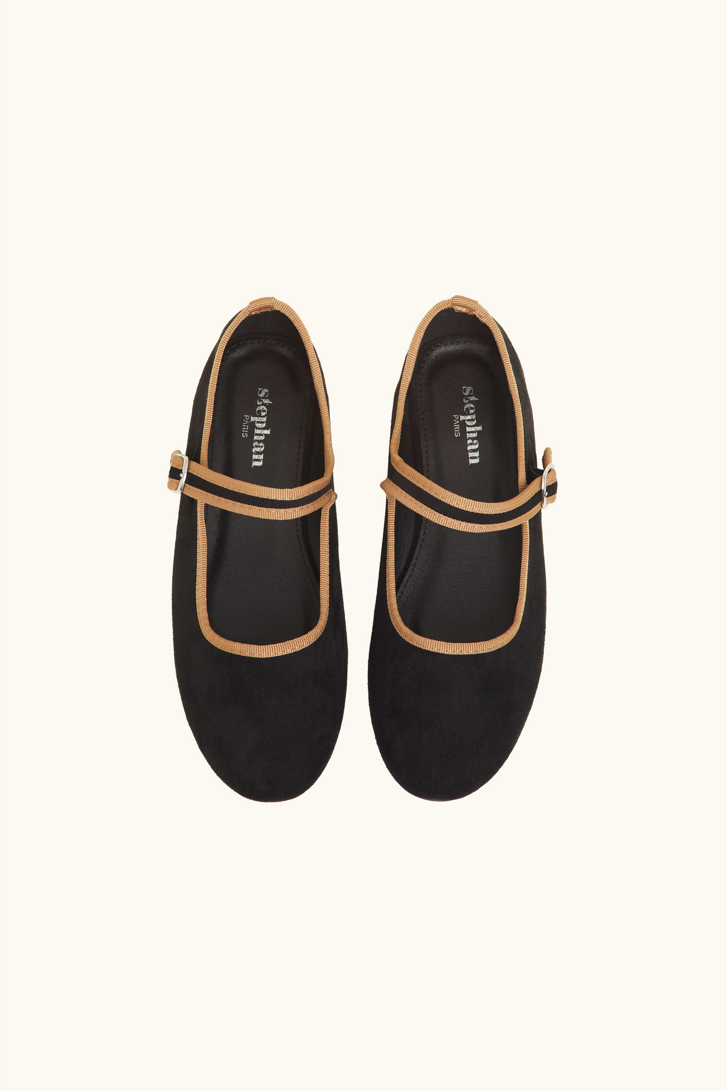 Ballerines noires en suédine bicolores