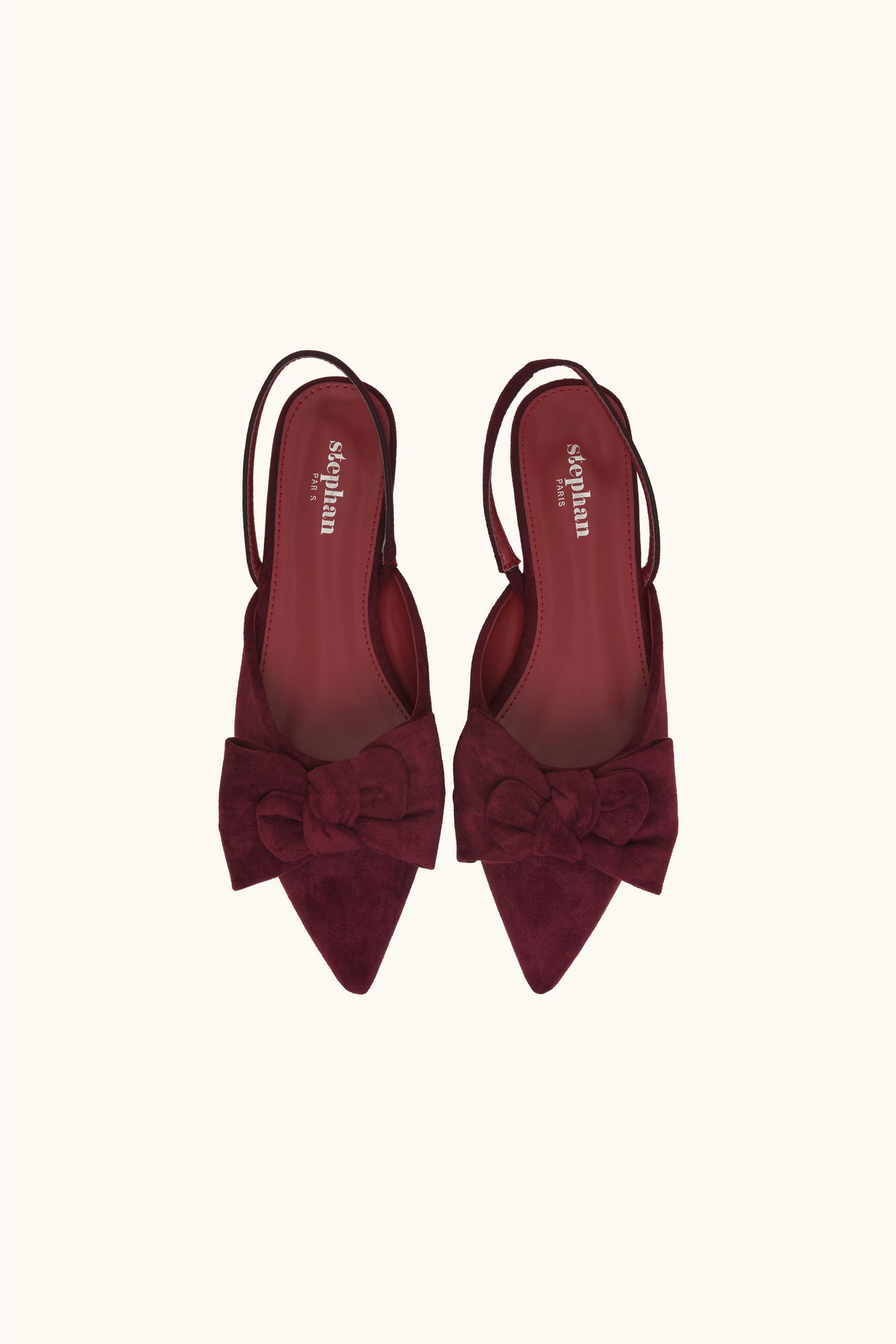 Ballerines bordeaux en suédine à détails noeud