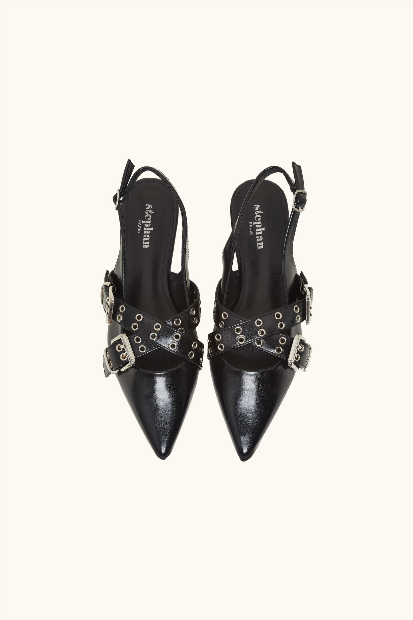 Ballerines noires à boucles métalliques