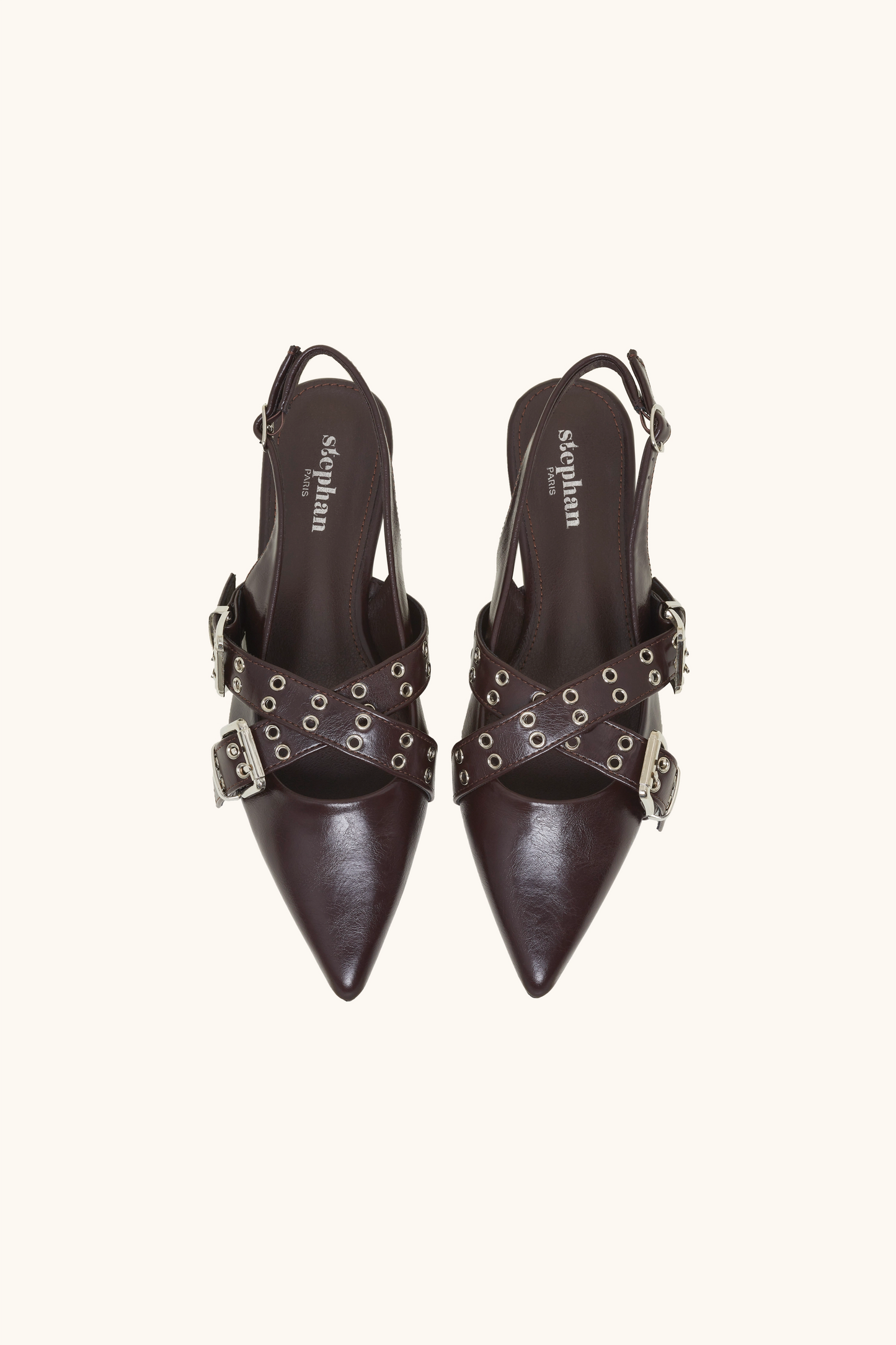 Ballerines marrons à boucles métalliques