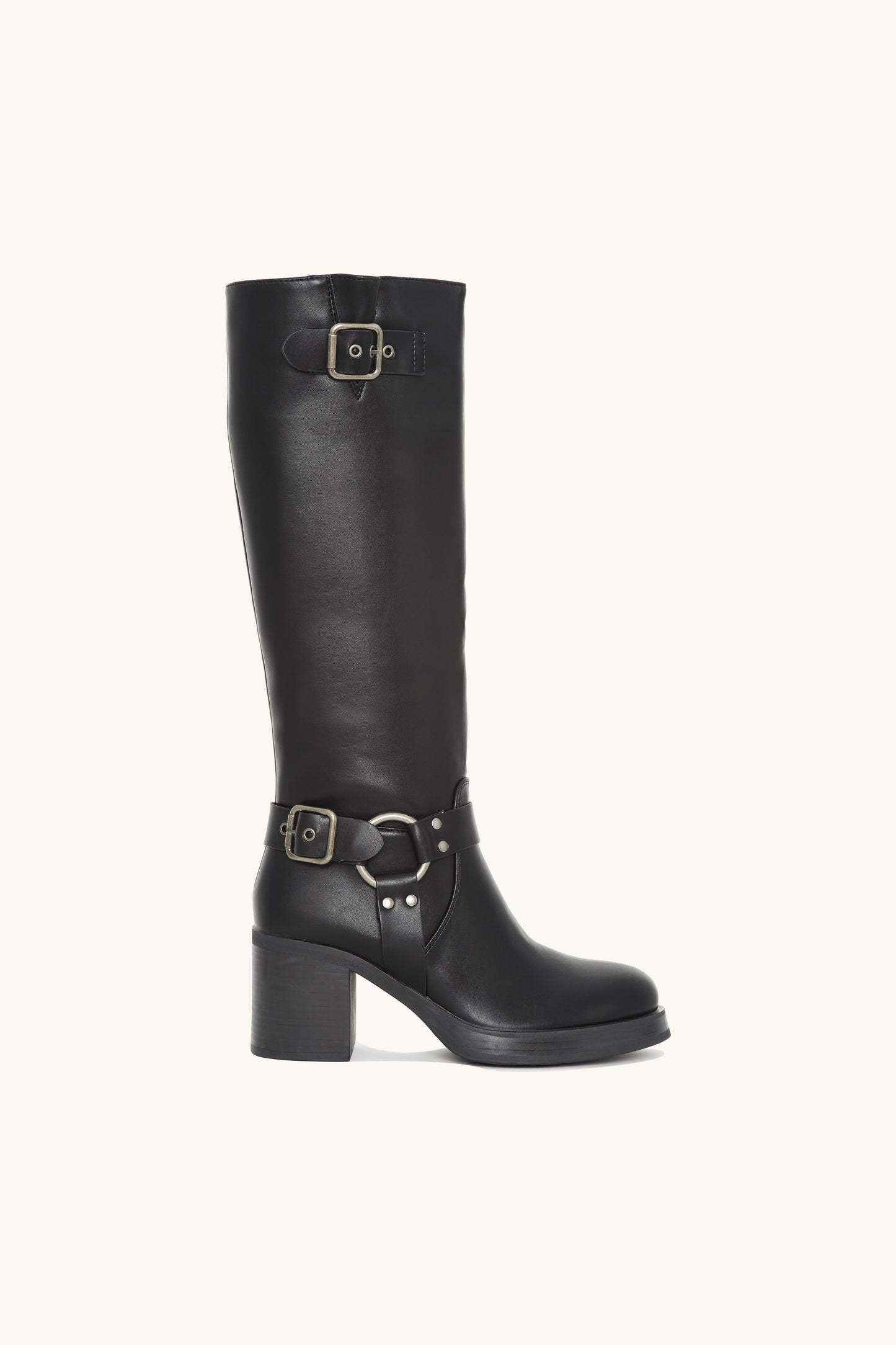 Bottes hautes noires à boucles