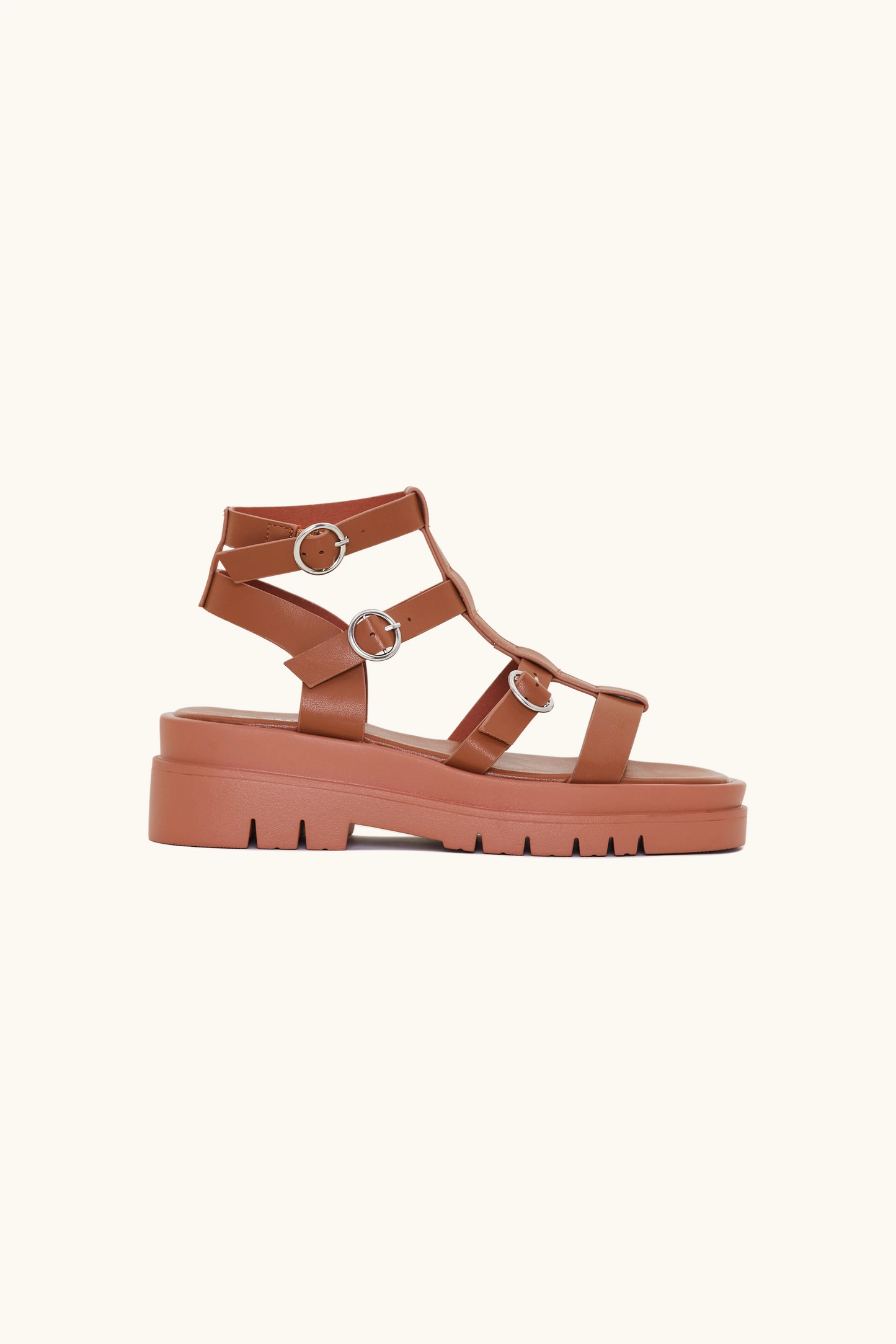 Camel platform gladiator sandals