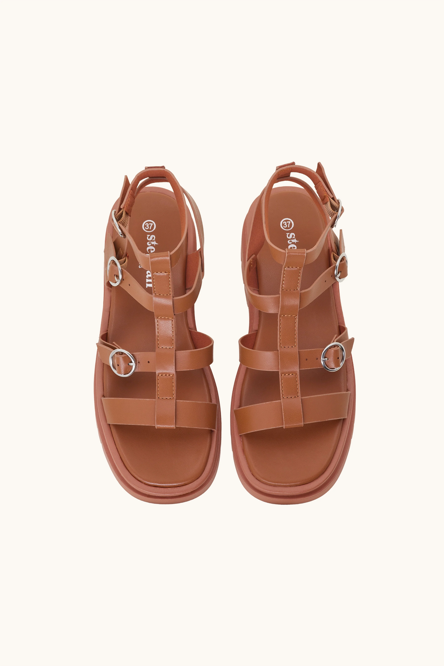 Camel platform gladiator sandals