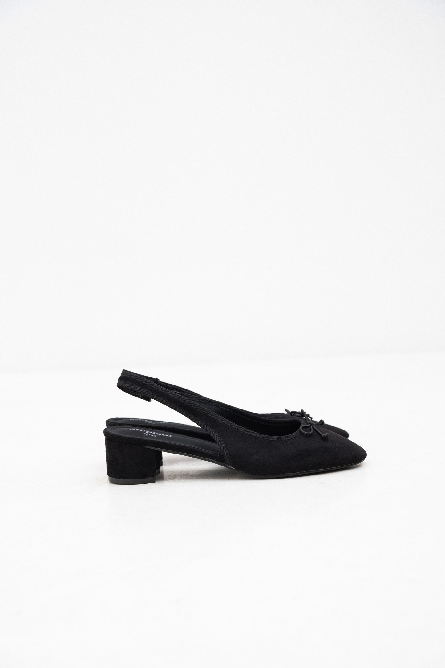 Ballerines slingback noires à petit talon - Anna