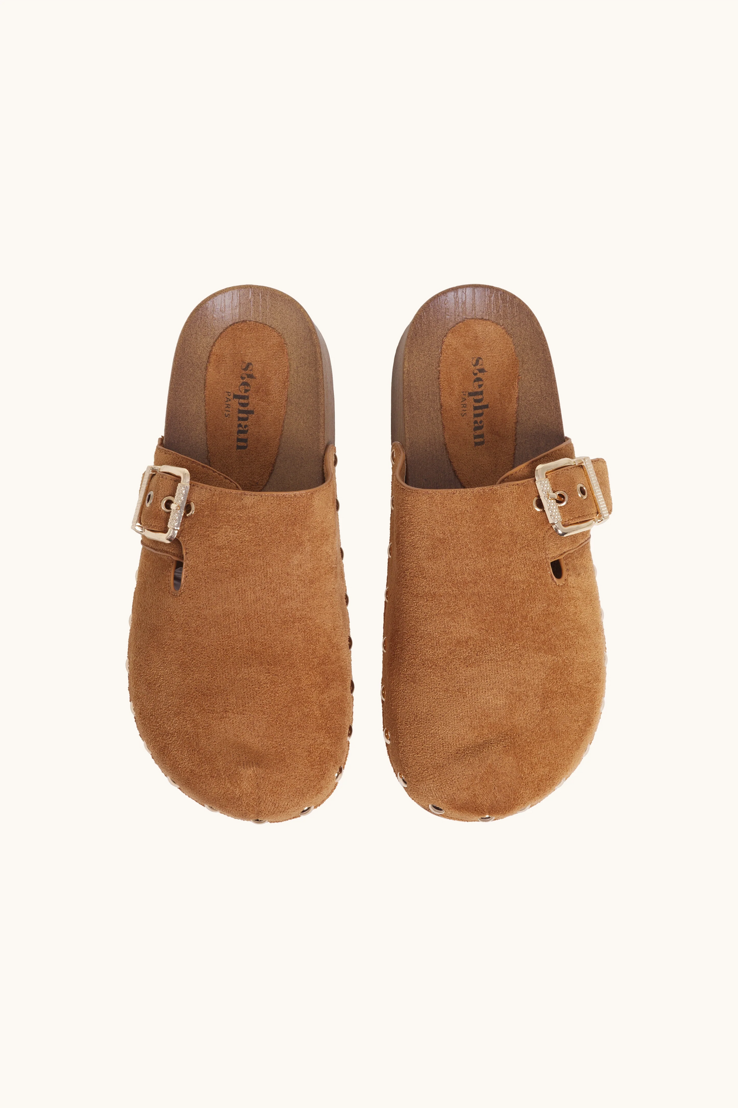 Tilted heeled mules for detail Camel loop