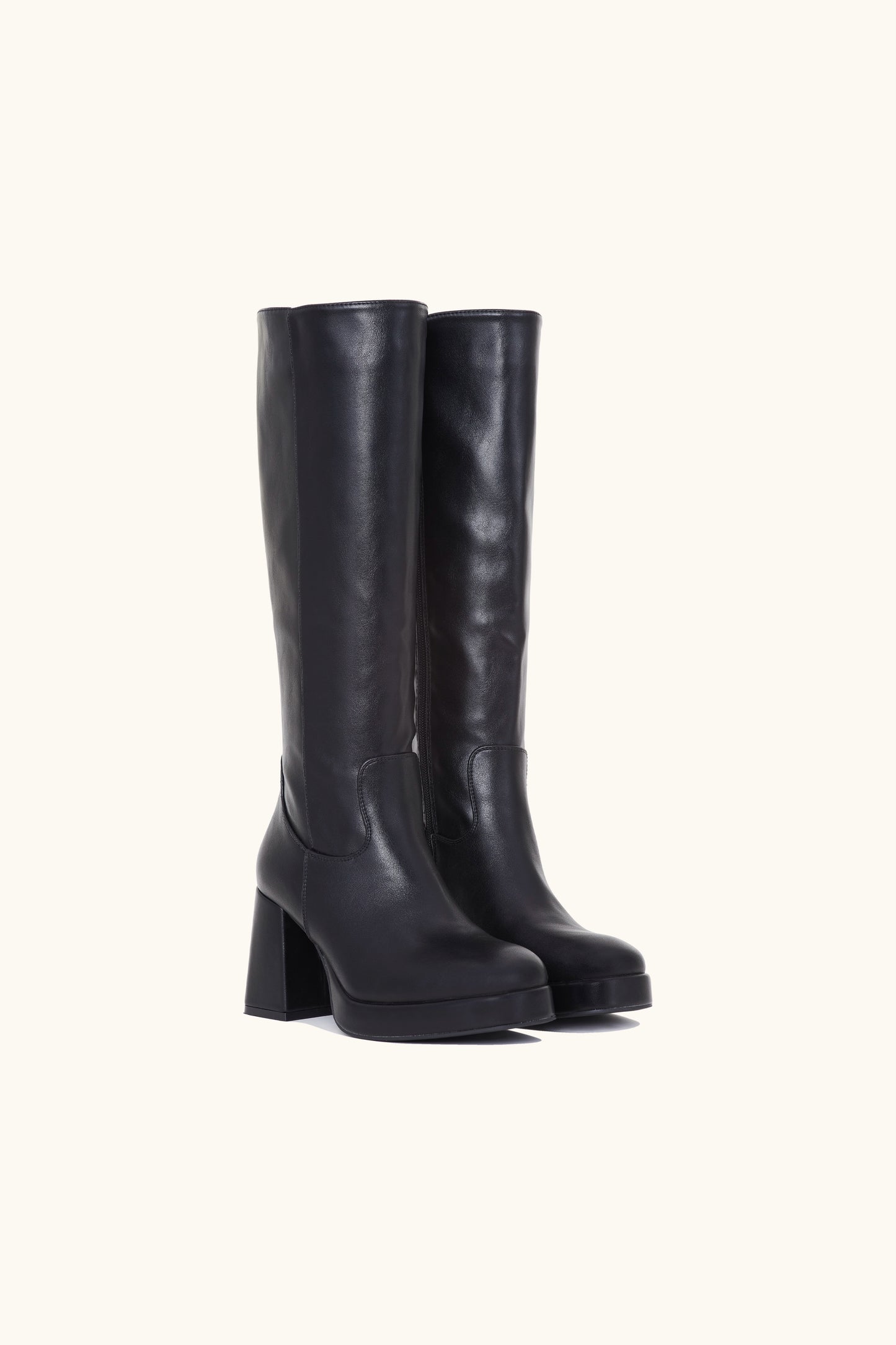 Bottes hautes à talon bloc rétro noires