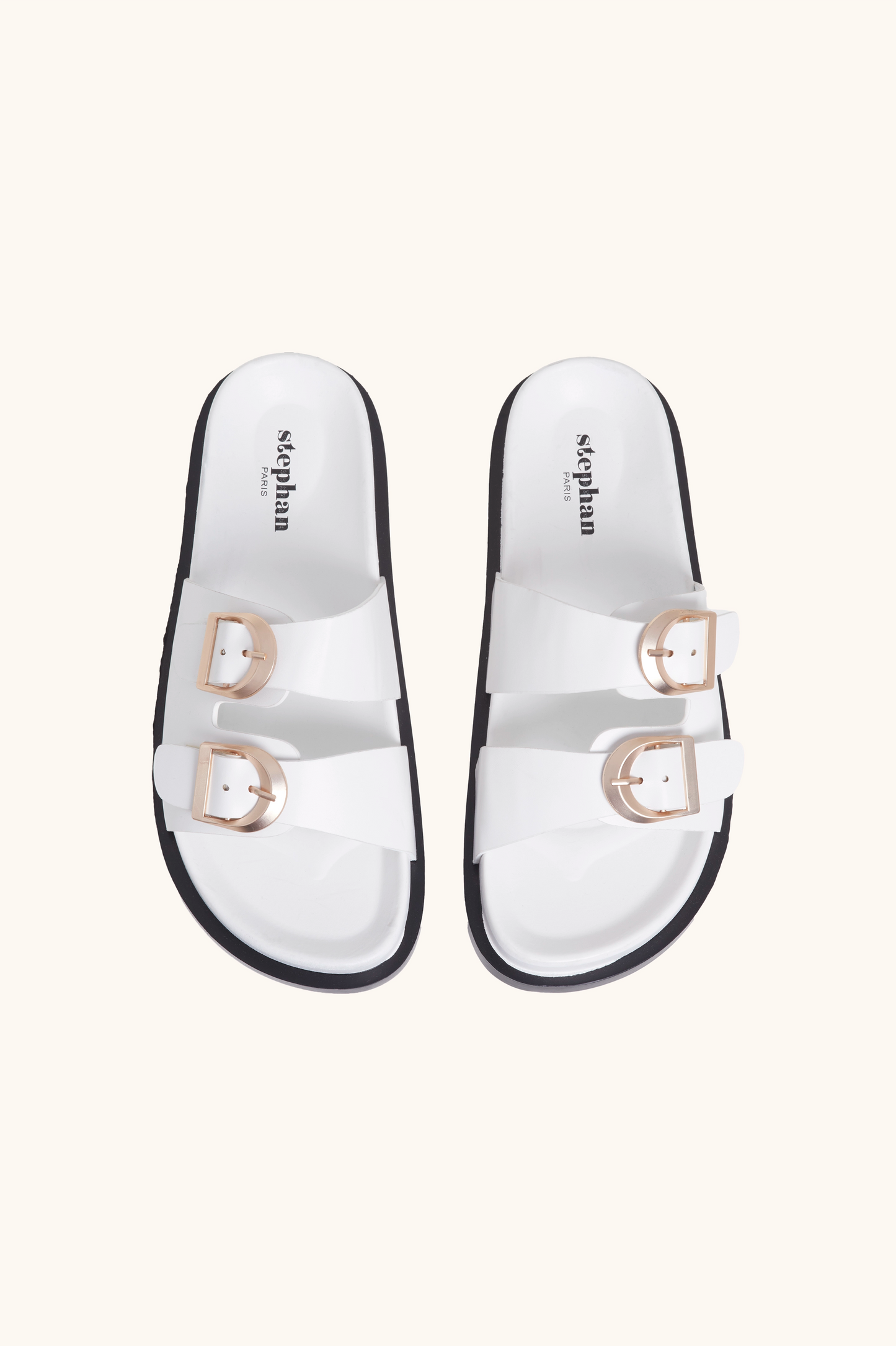 Sandales plates à boucles ajustables blanc