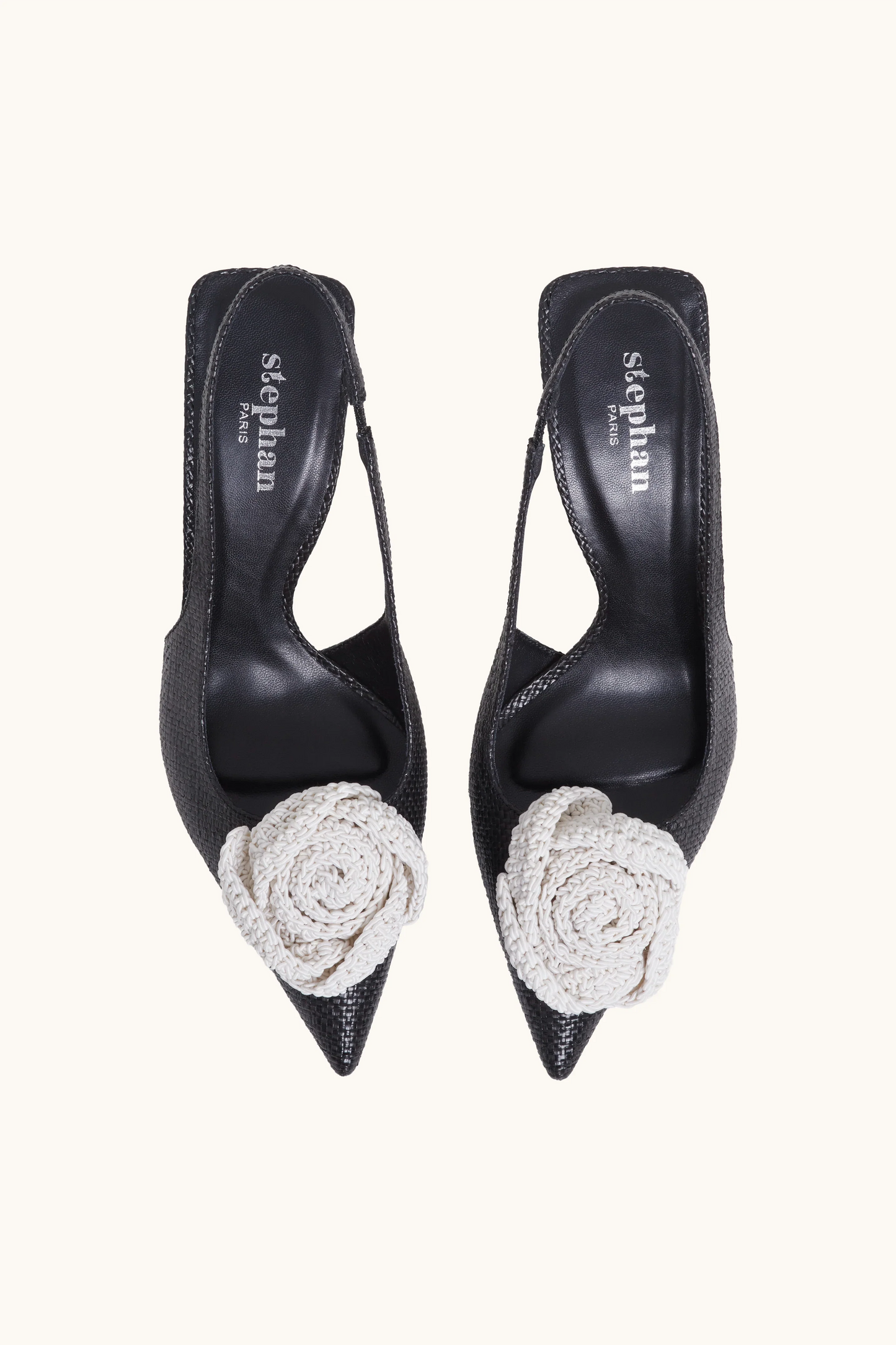 Escarpins slingback raphia noires