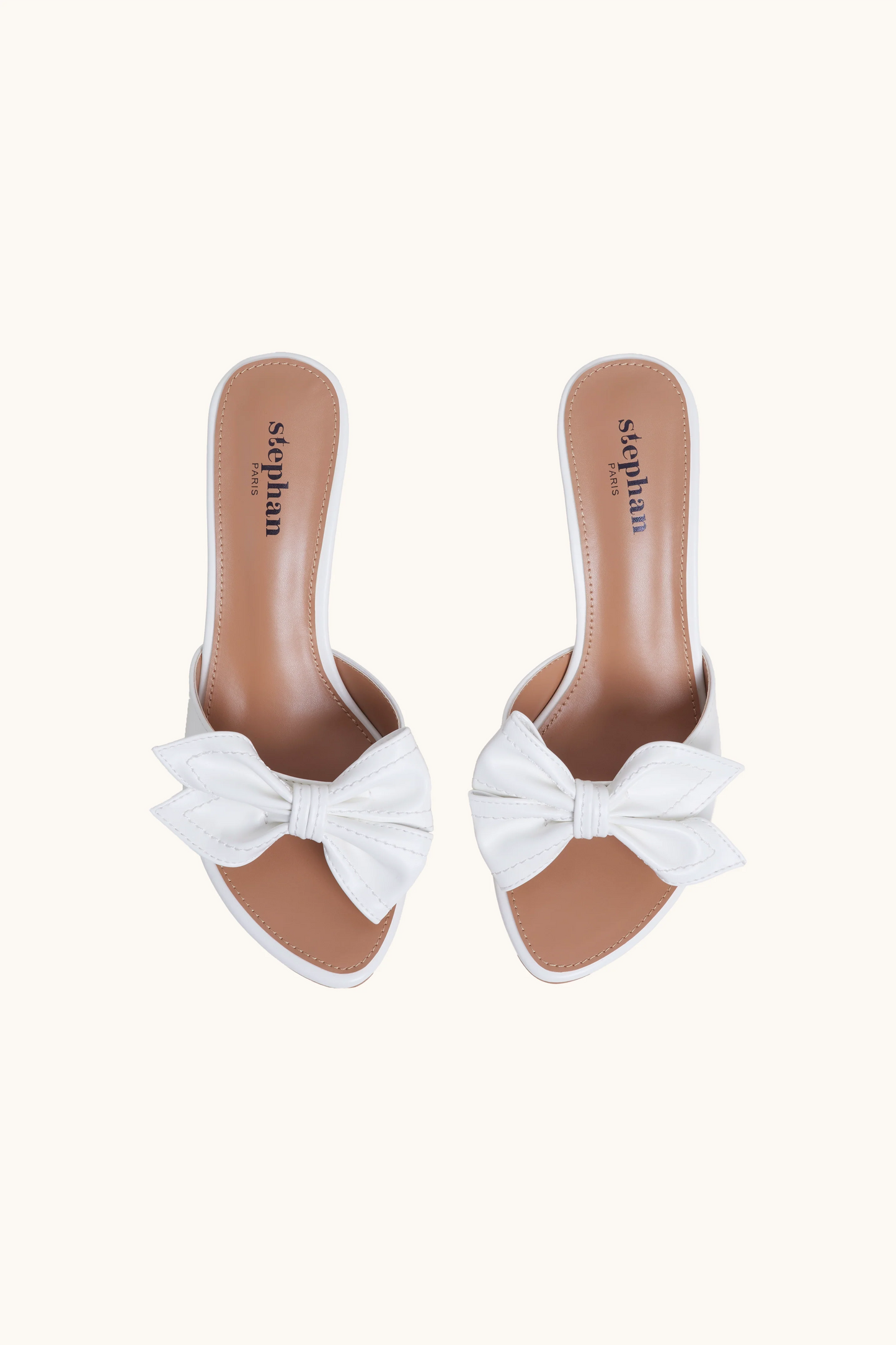 Mules ouverte avec nœud décoratif blanc