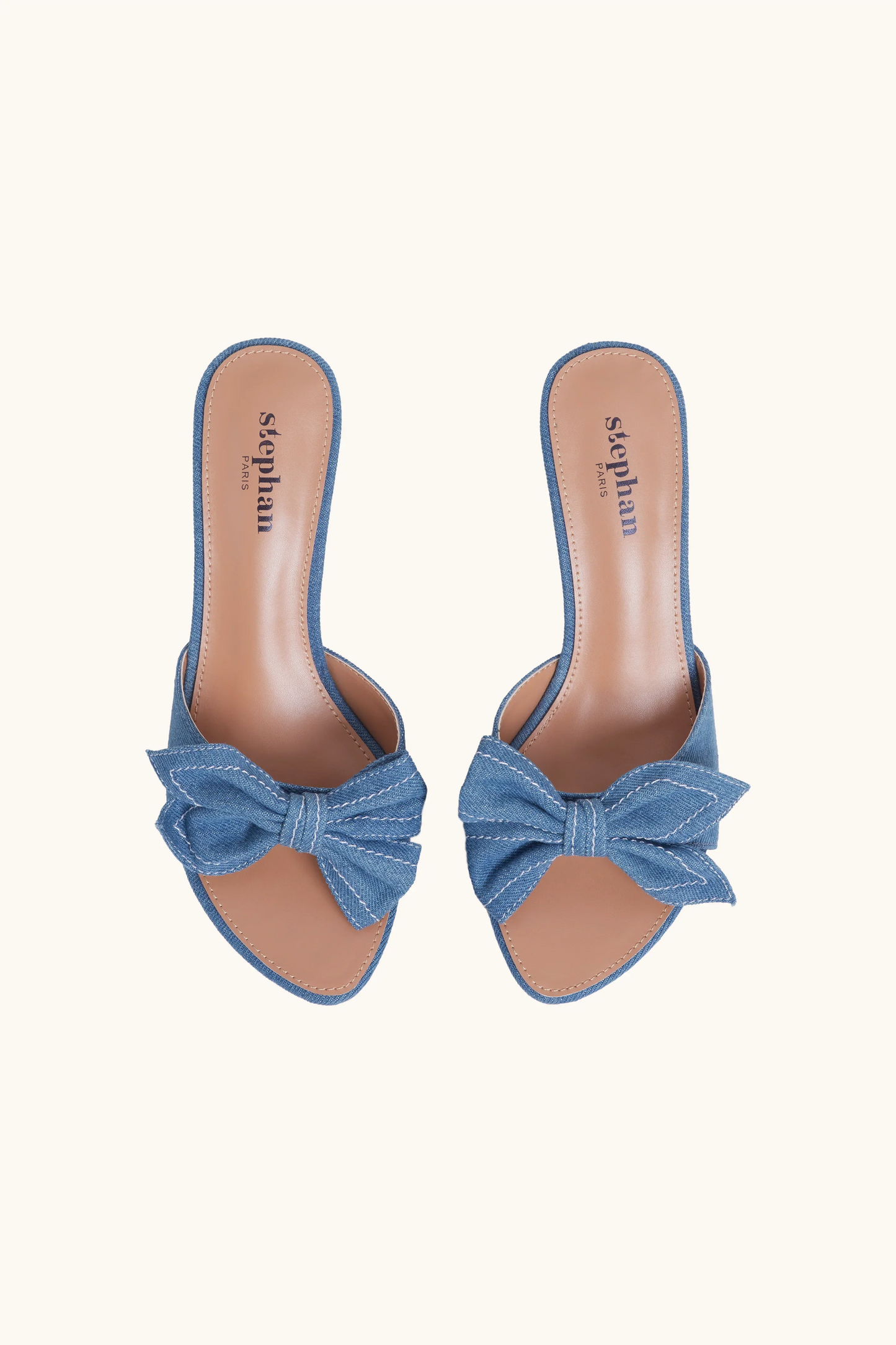 Mules ouverte avec nœud décoratif jeans