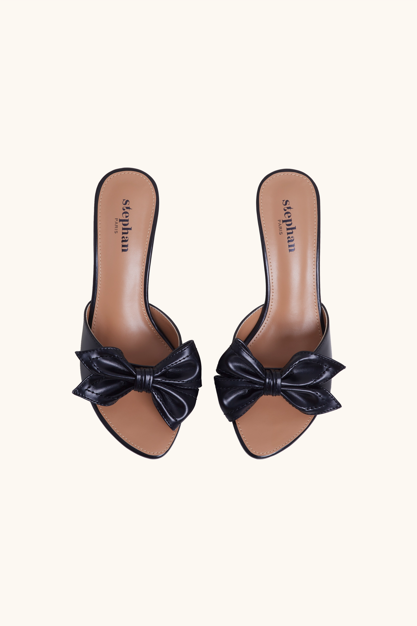 Mules ouverte avec nœud décoratif noir