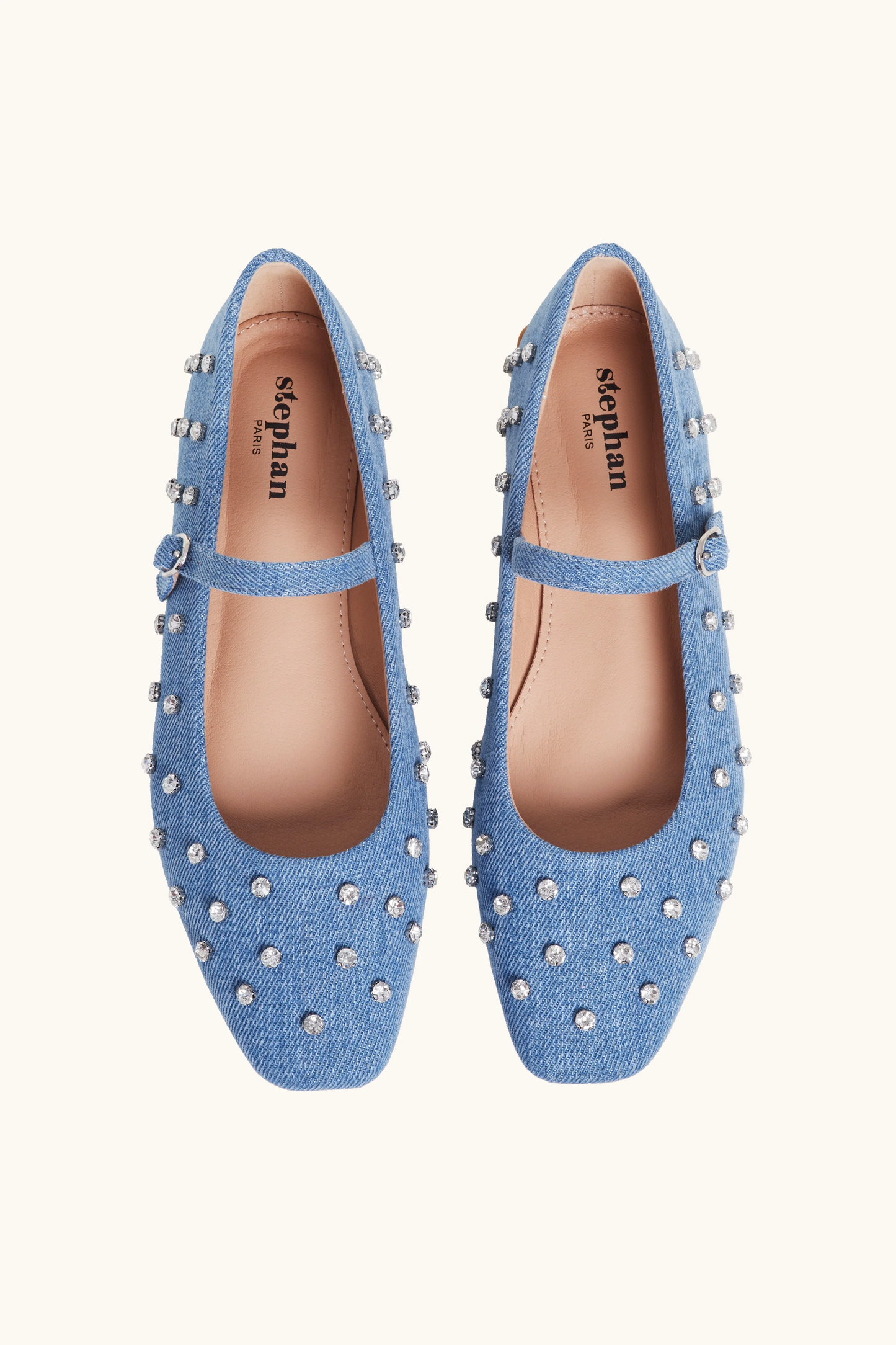 Ballerines ornées de strass jeans