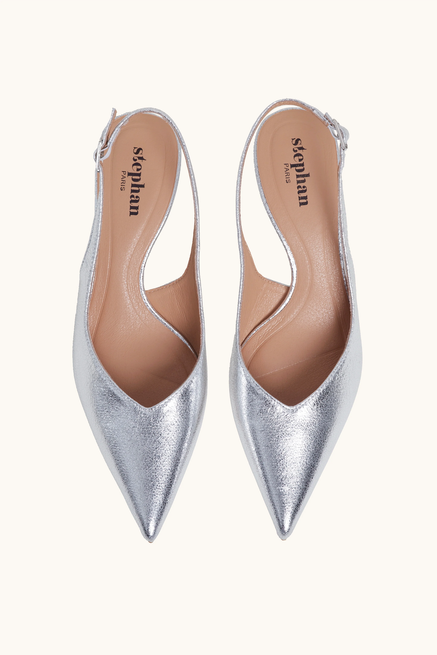 Escarpins slingback métallisés argent