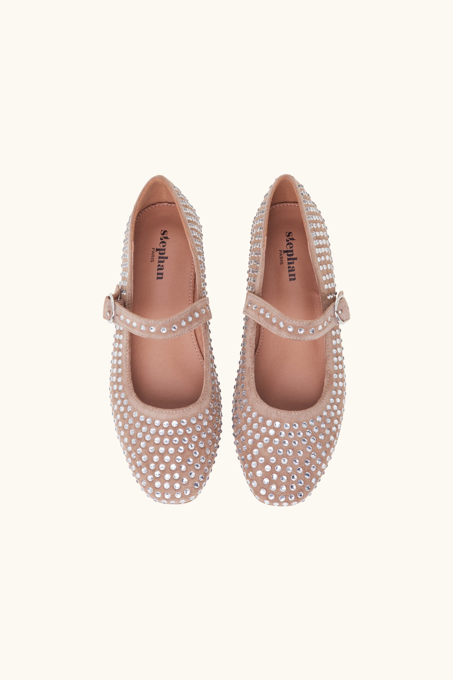 Ballerines à strass beige