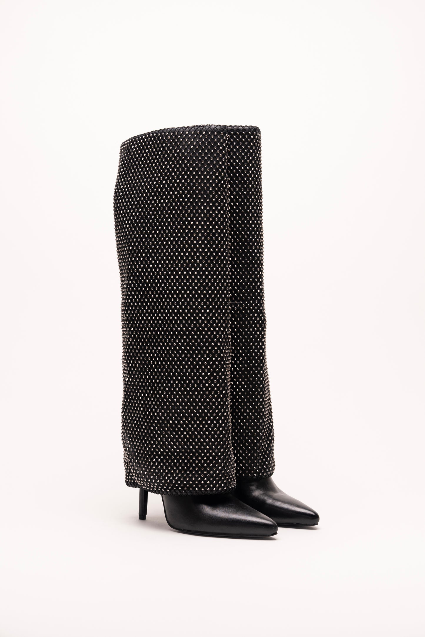 Bottes hautes à strass noires