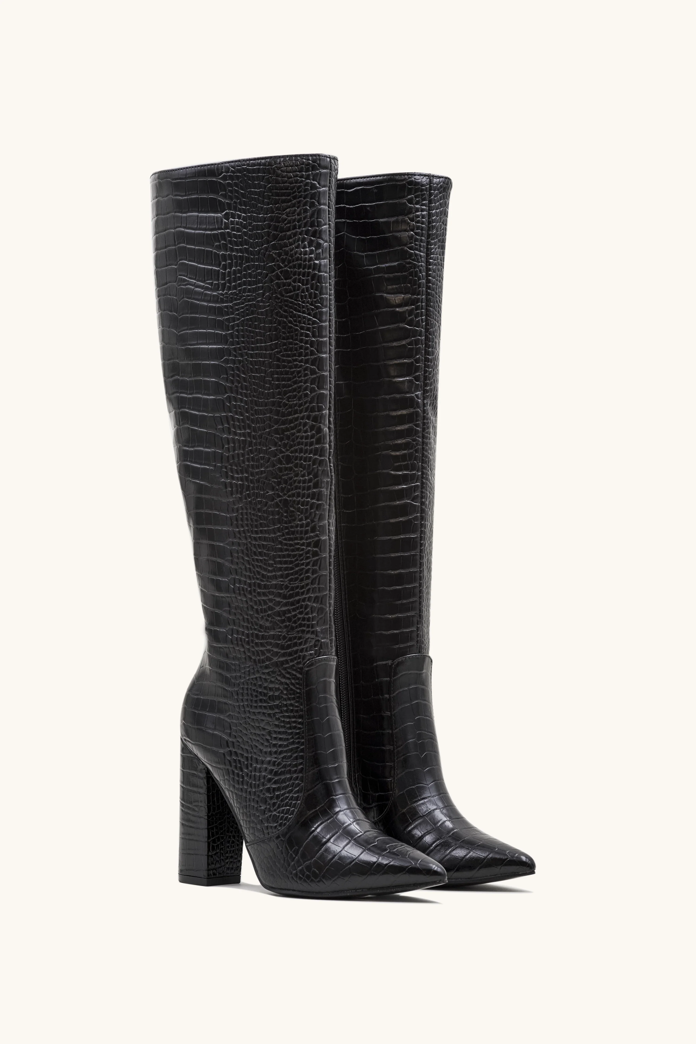 Black croco effect boots