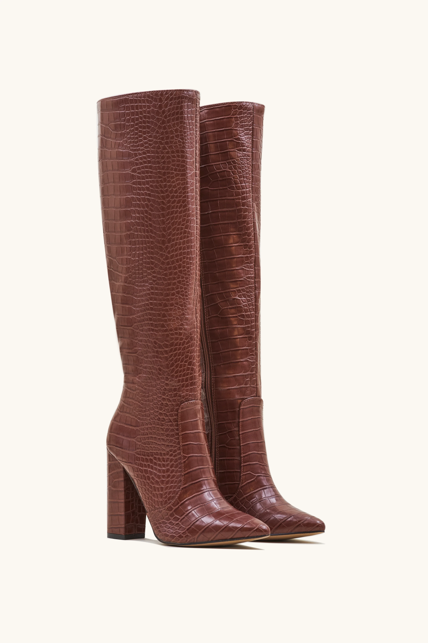 Bottes à effet croco camel