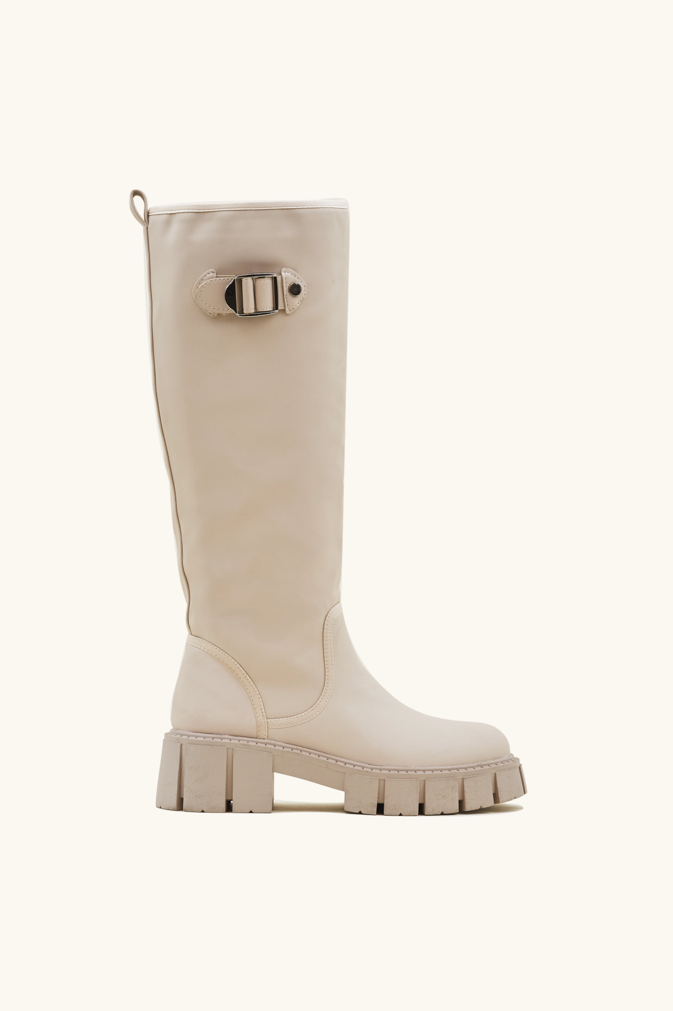 Beige notched rain boots