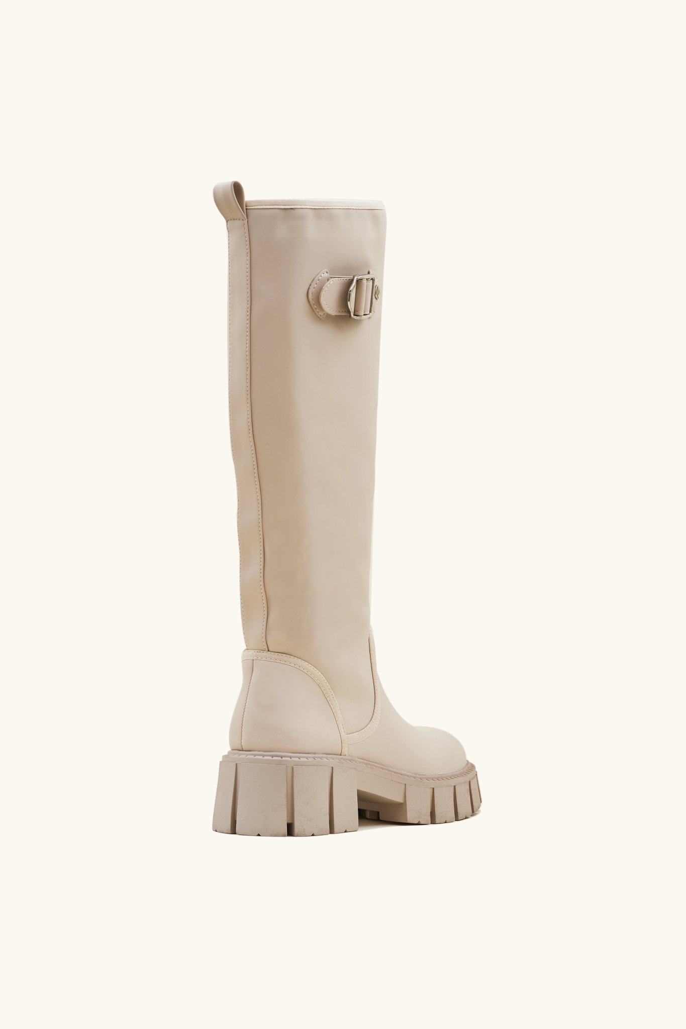 Beige notched rain boots