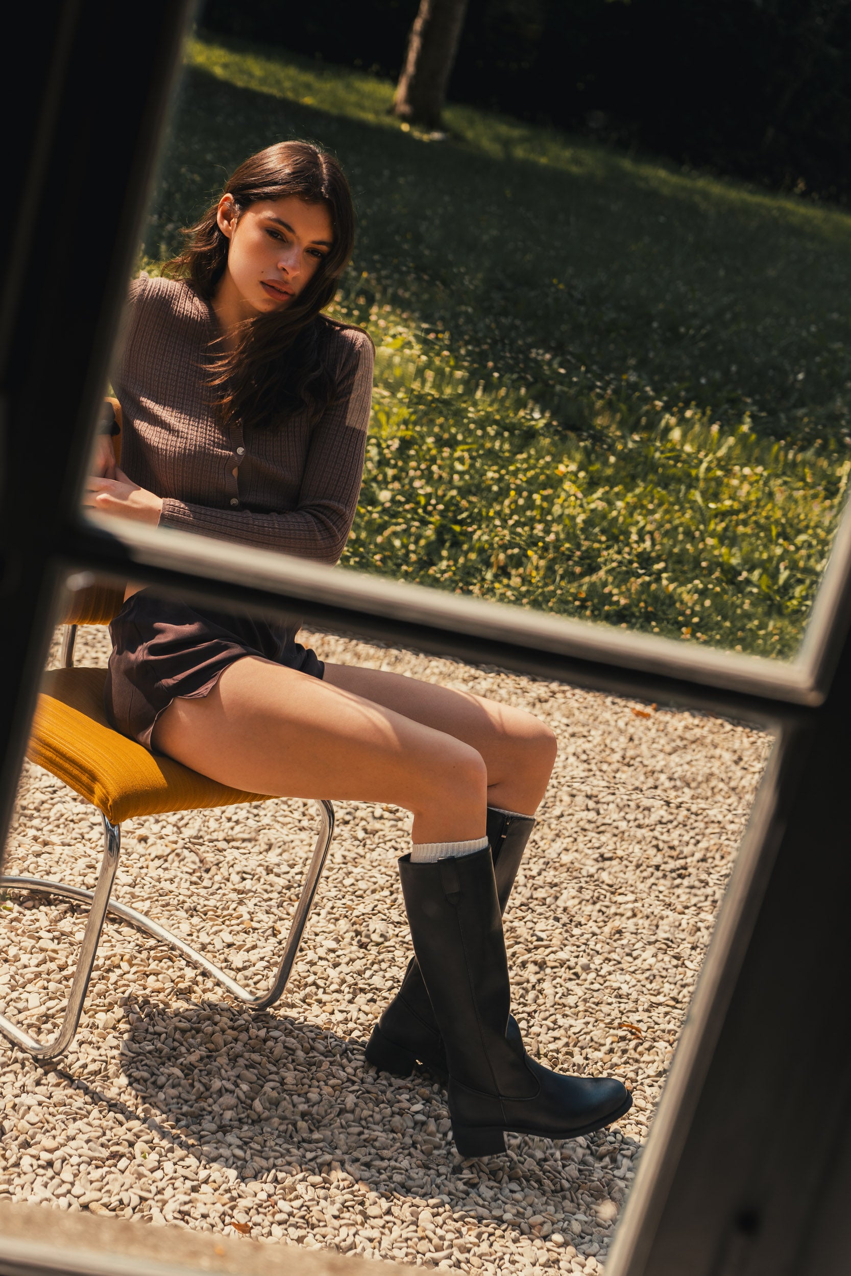 Bottes hautes cavalières rétro en similicuir noires – Stephan Paris