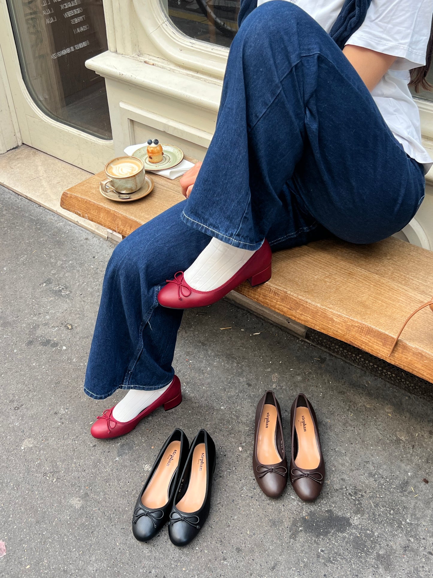 Ballerines à talons bordeaux