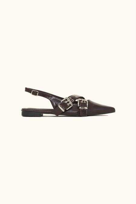 Brown ballerinas with metal curls