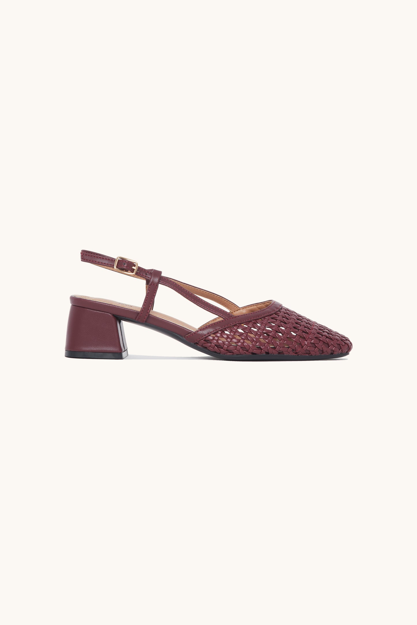 Ballerines slingback tressées à talon bloc - Taylor Bordeaux