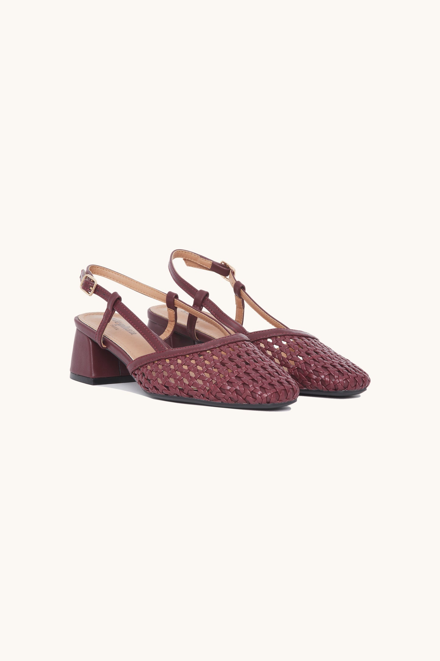 Ballerines slingback tressées à talon bloc - Taylor Bordeaux
