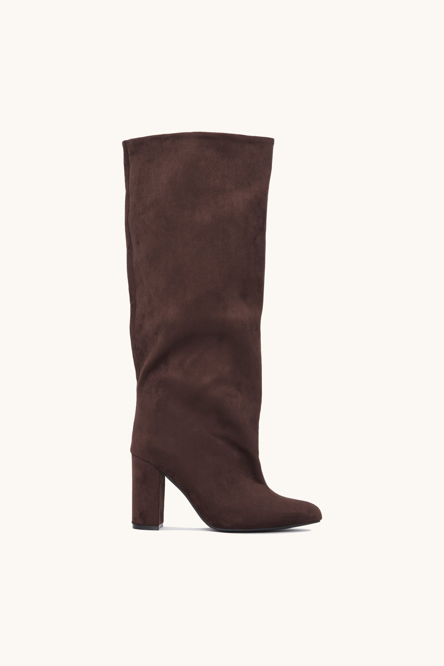 Bottes suédine hautes à talon bloc- Clara Marron