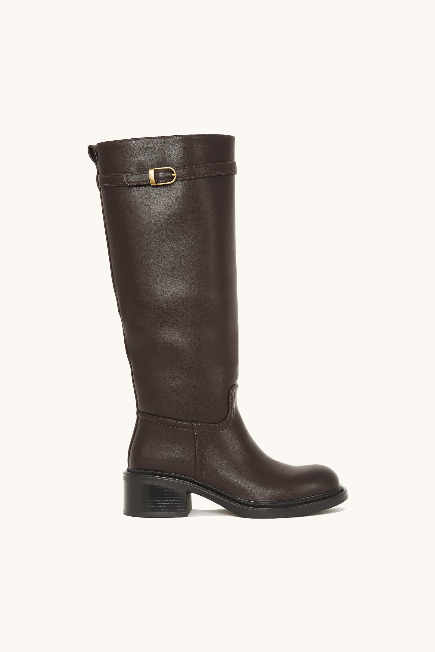 Bottes cavalières marrons à boucle dorée - Grace