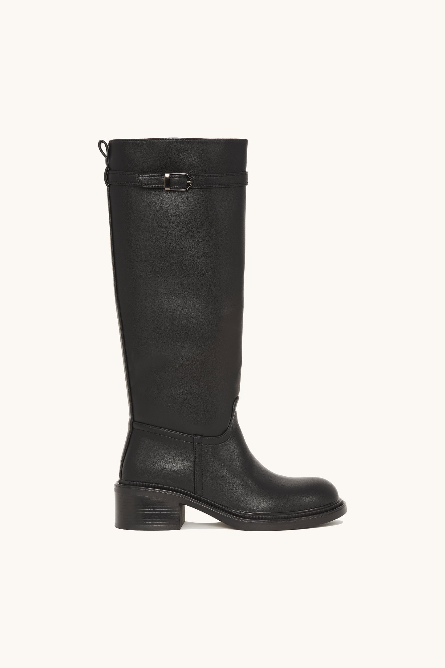Bottes cavalières noires à boucle dorée - Grace