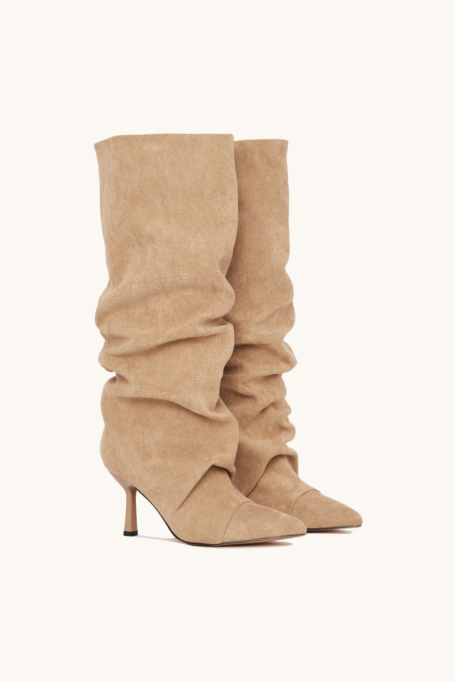 Bottes hautes suédines à talon Aiguille - Mila Khaki