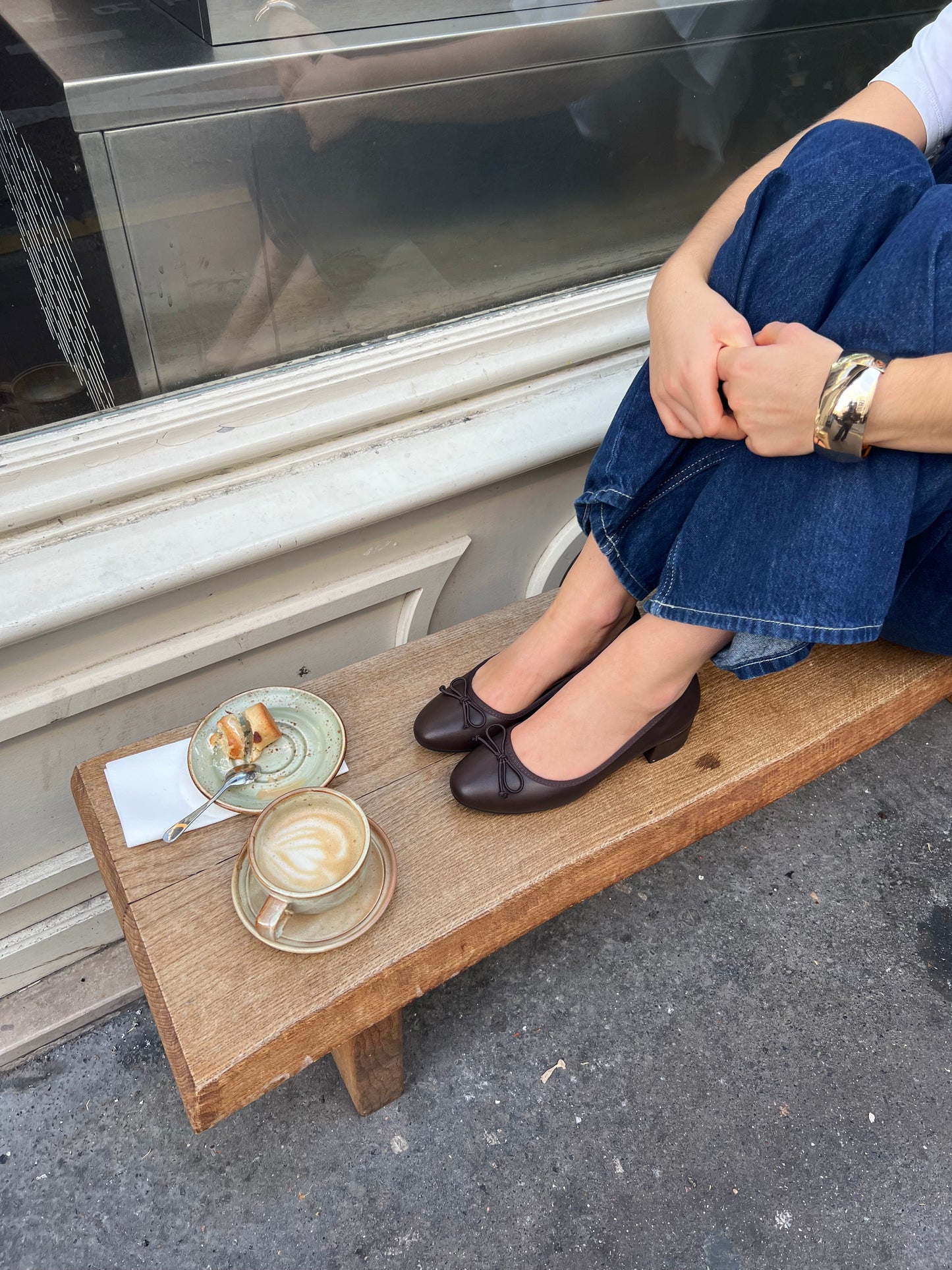 Ballerines à talons marrons