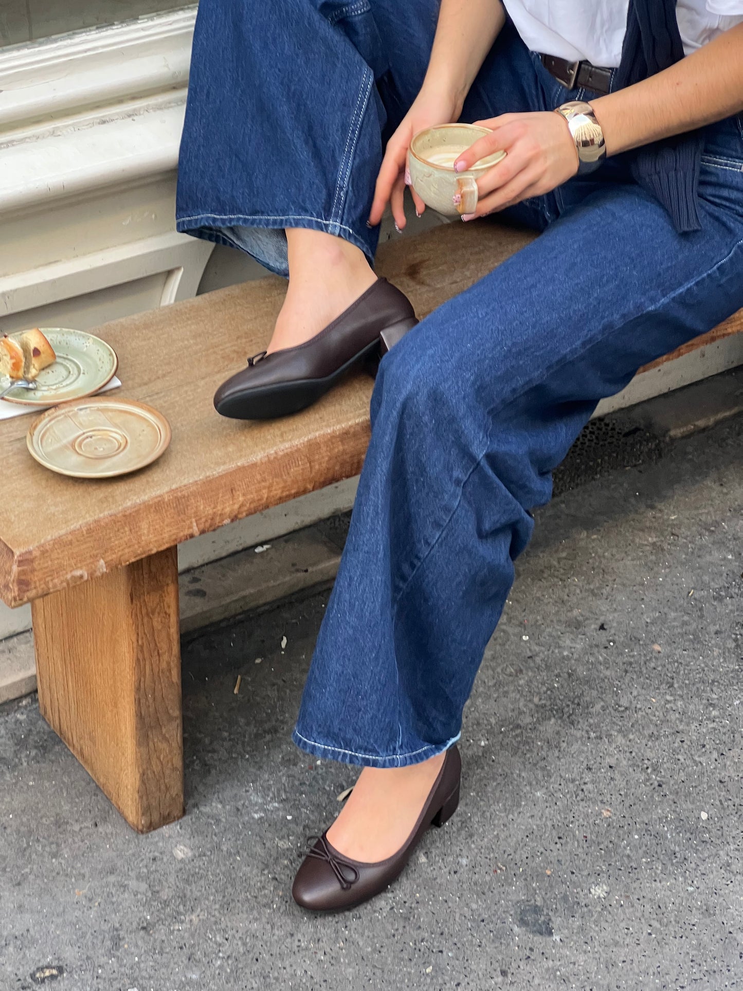 Ballerines à talons marrons