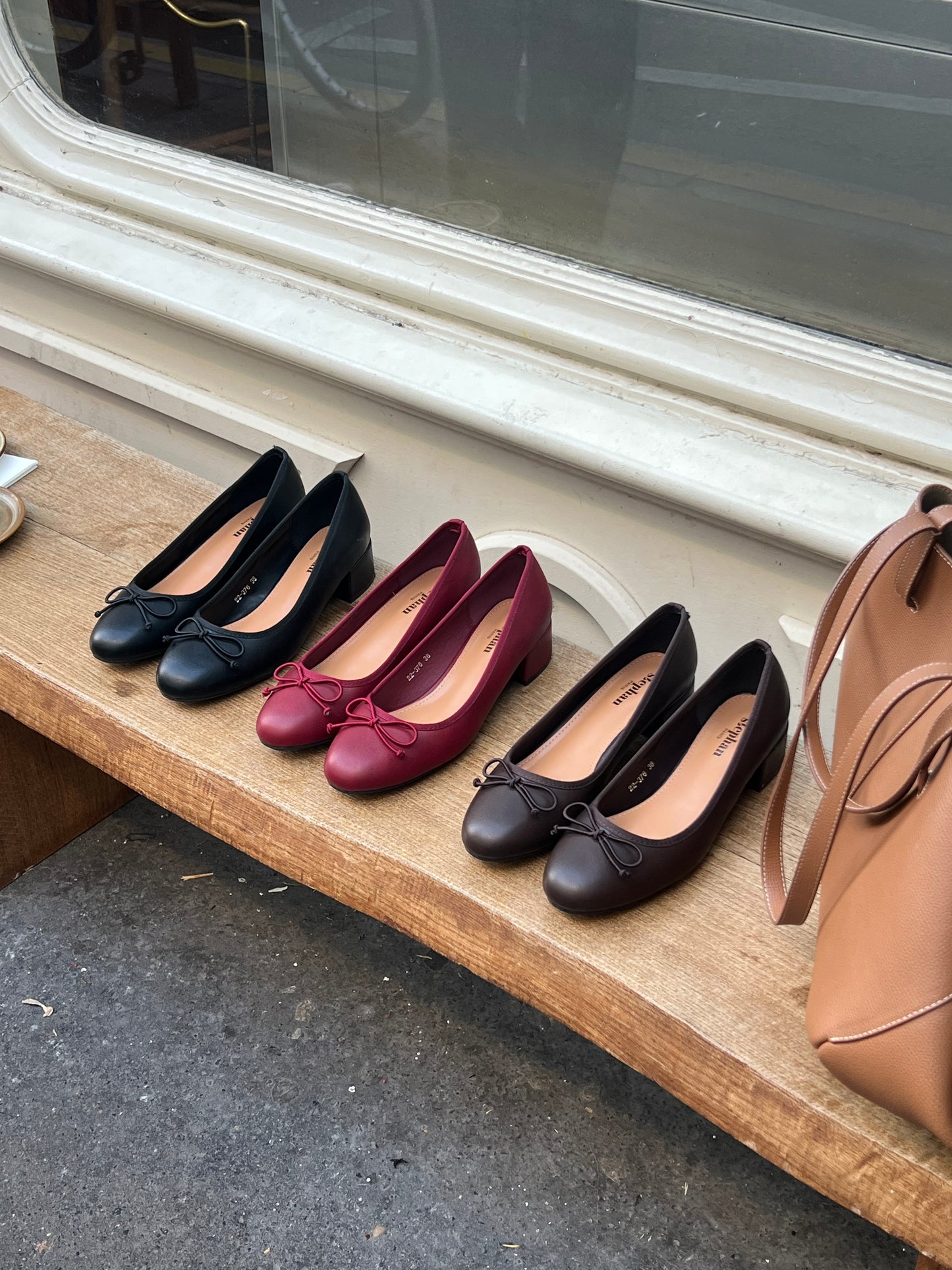 Ballerines à talons marrons