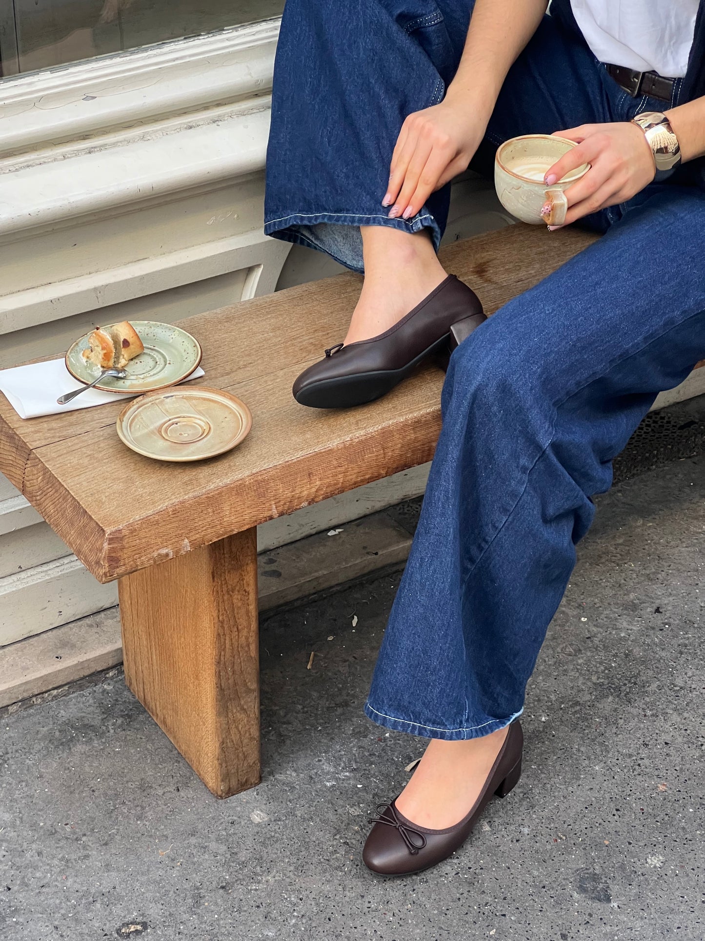 Ballerines à talons marrons