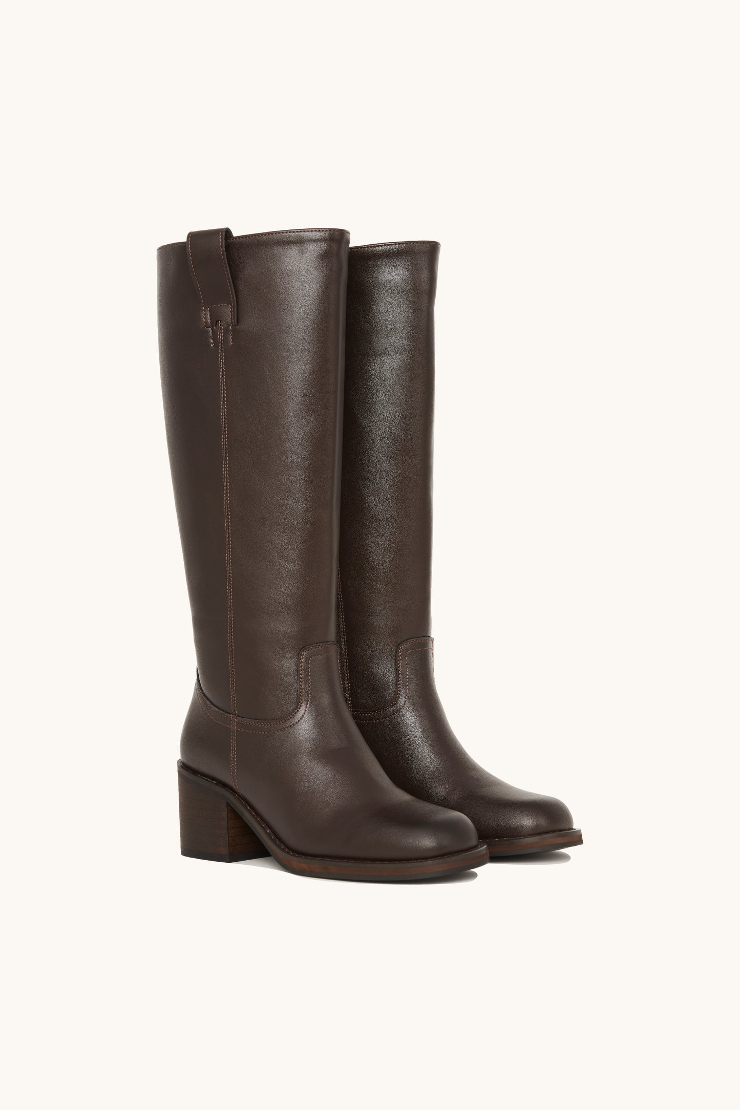 Bottes cavalières marron à talon bloc - Wendy