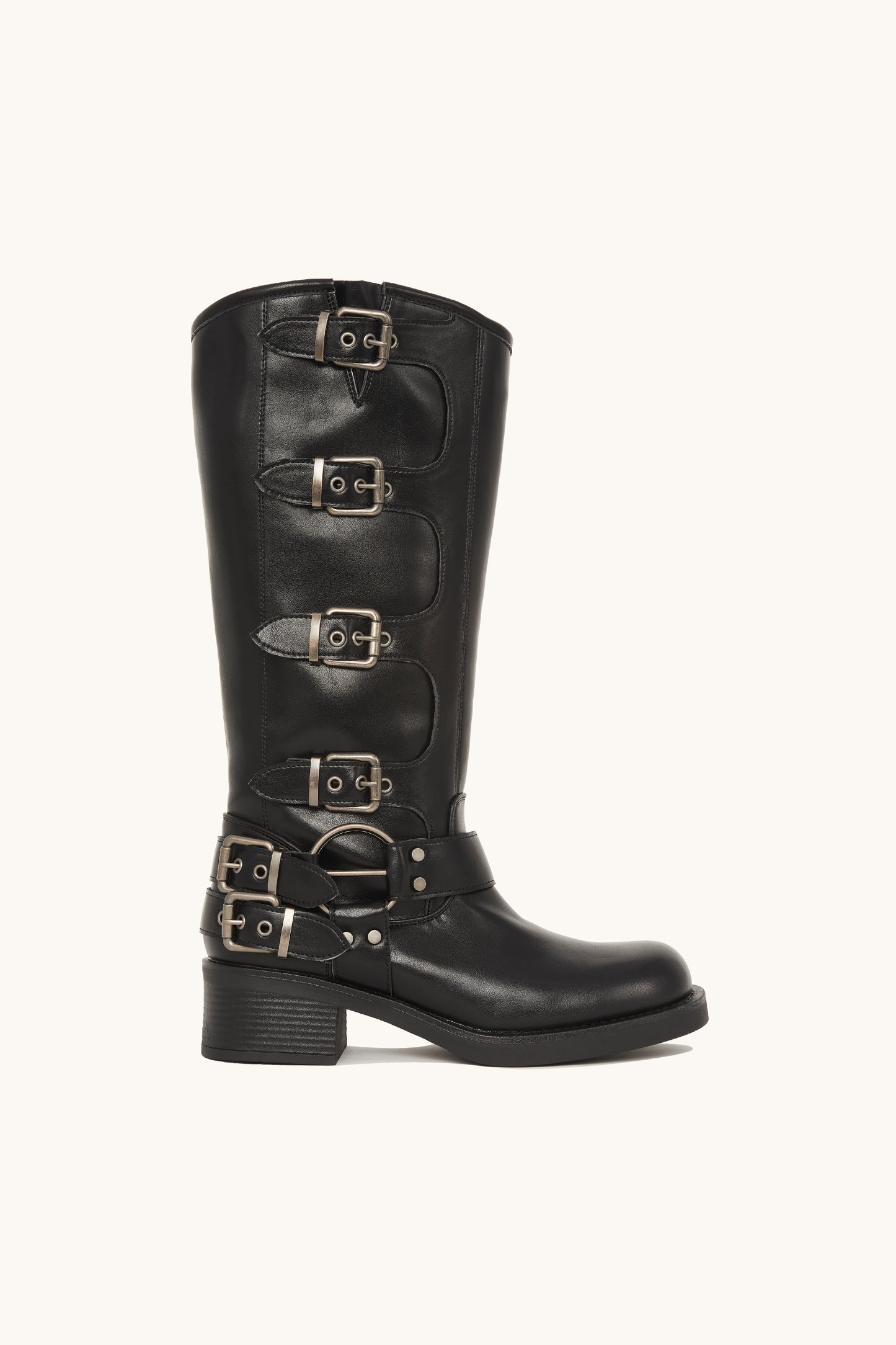 Bottes biker noires à multiples boucles - Ashley