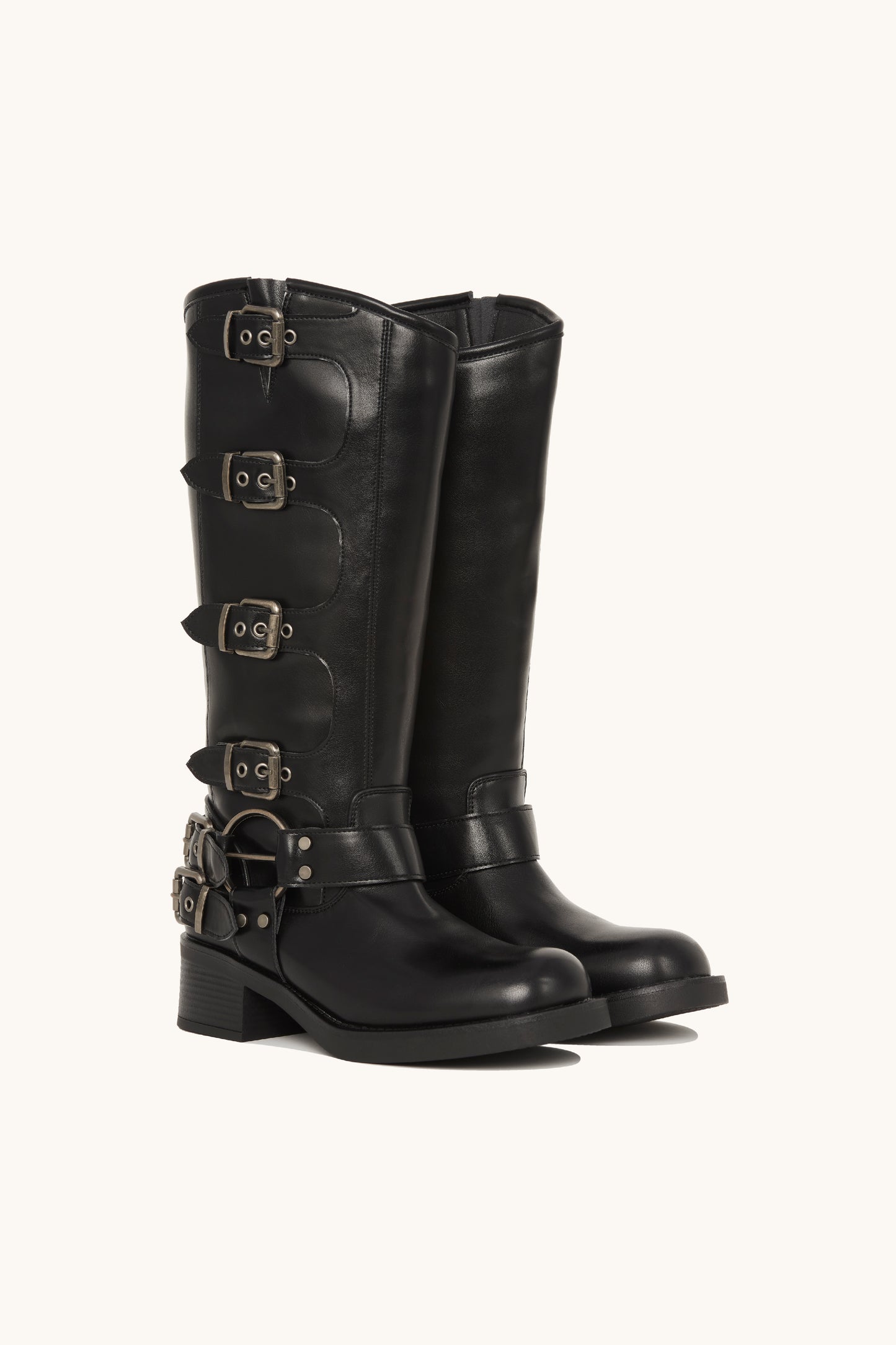 Bottes biker noires à multiples boucles - Ashley
