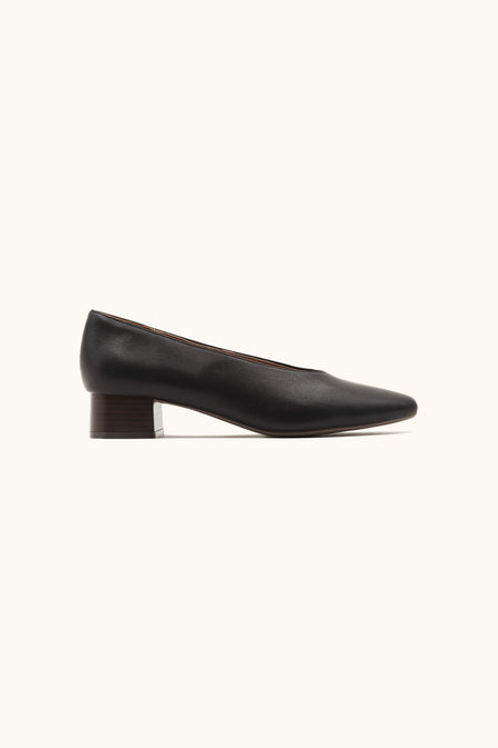 Ballerines à talon femme en similicuir noires