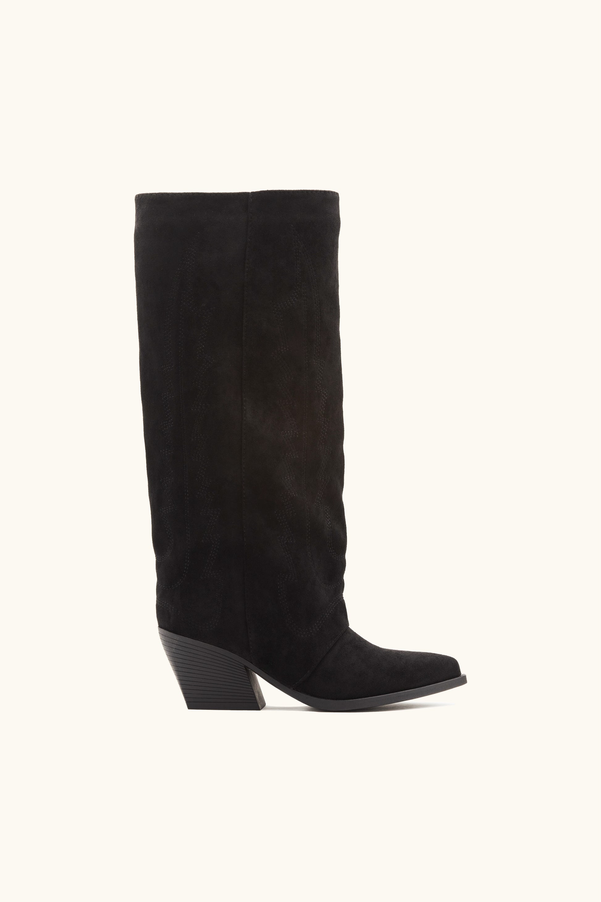 Bottes santiags noires en suédine à surpiqûres