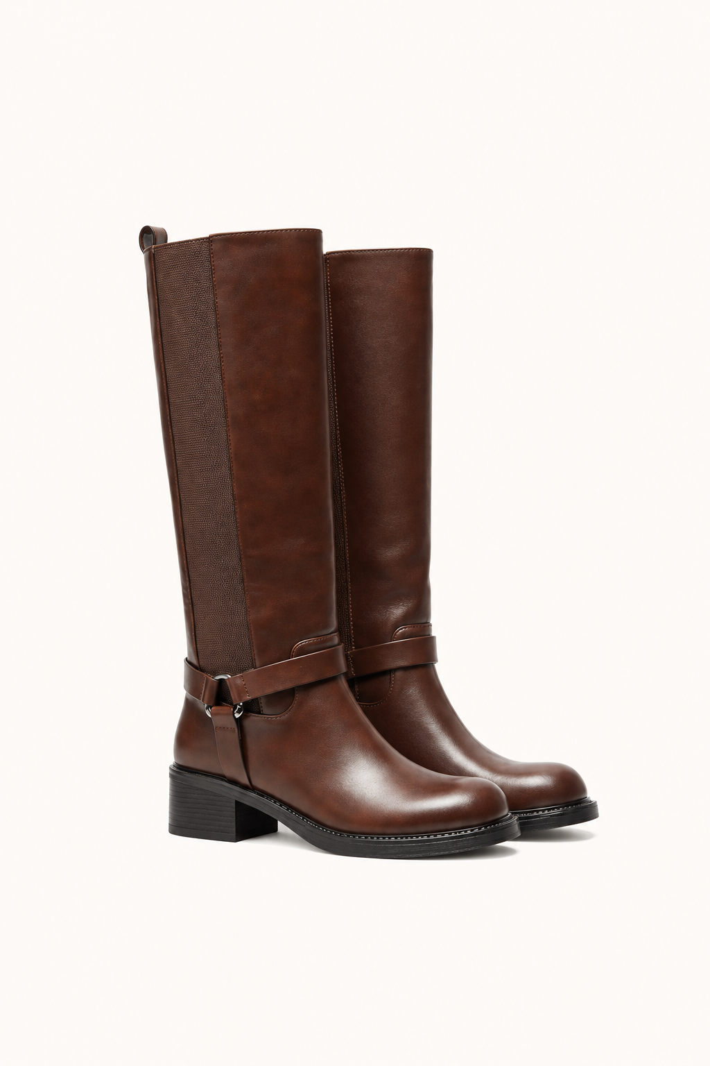 Bottes cavalières marron à brides - Carla