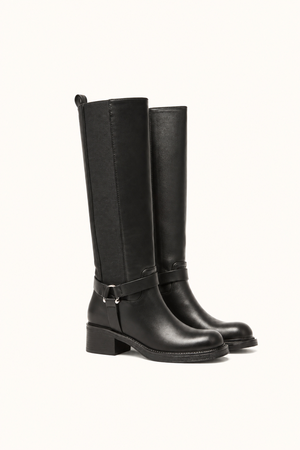 Bottes cavalières noires à brides - Carla