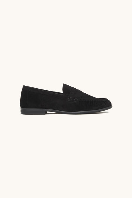 Mocassins plissés en suédine noire - Abby