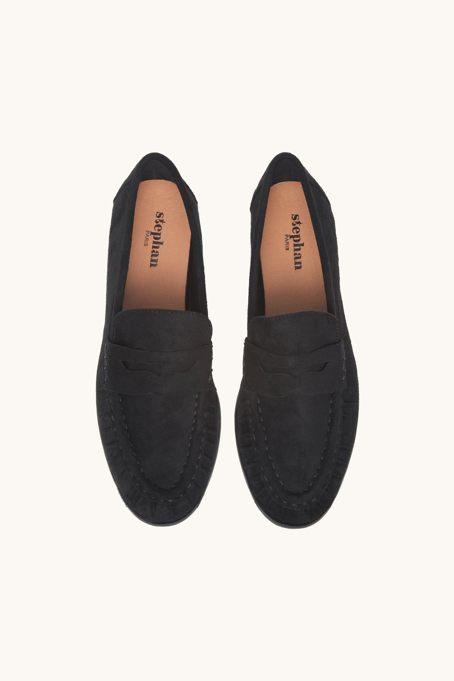 Mocassins plissés en suédine noire - Abby