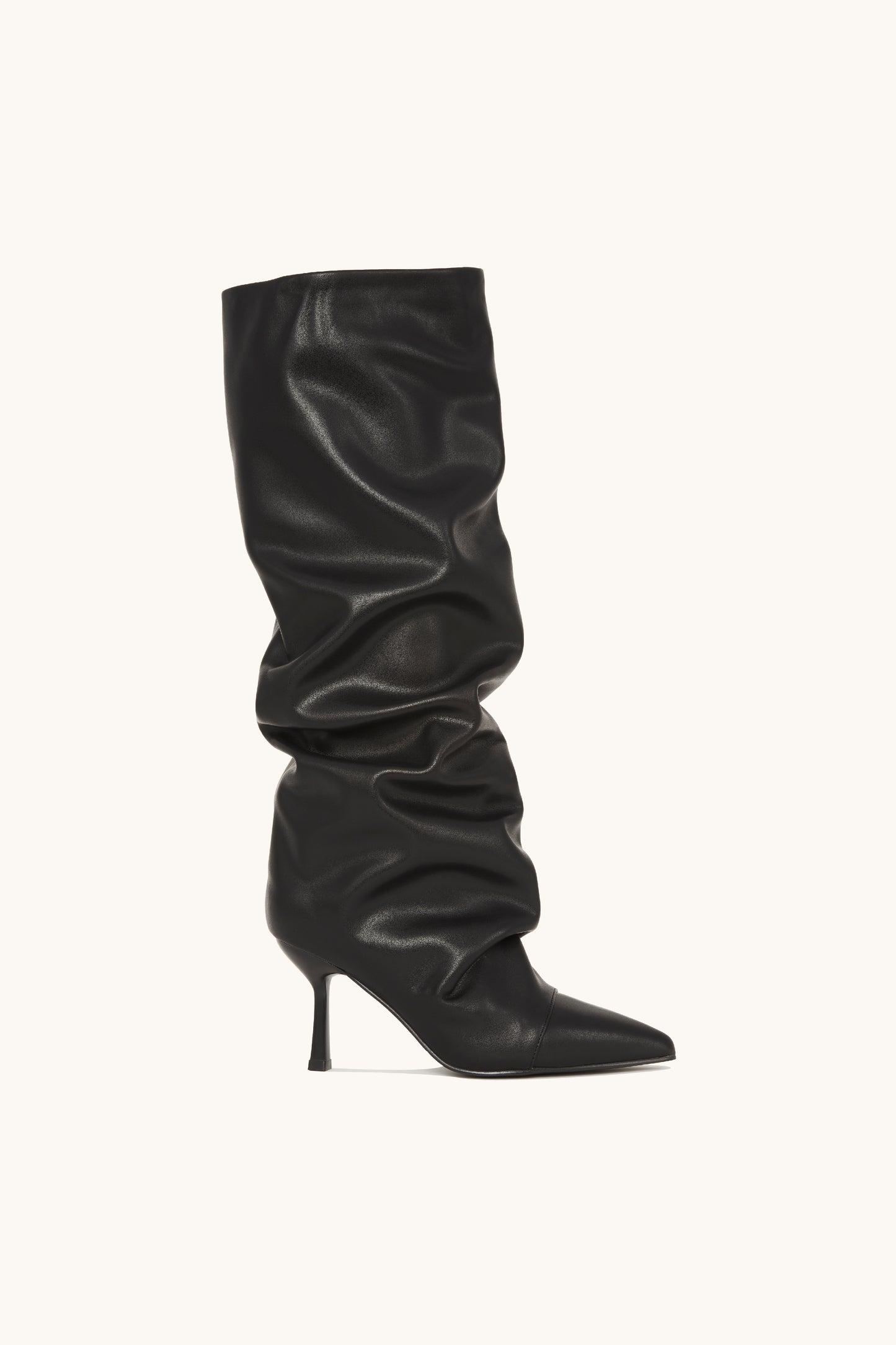 Bottes plissées noires à talon aiguille - Tina