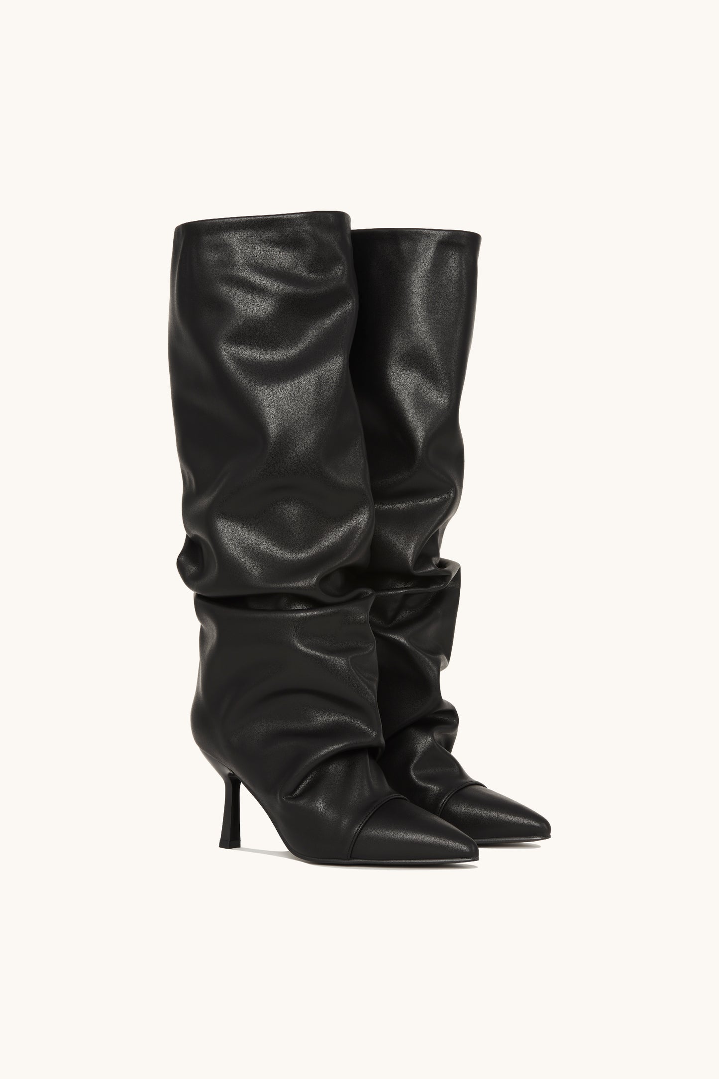 Bottes plissées noires à talon aiguille - Tina