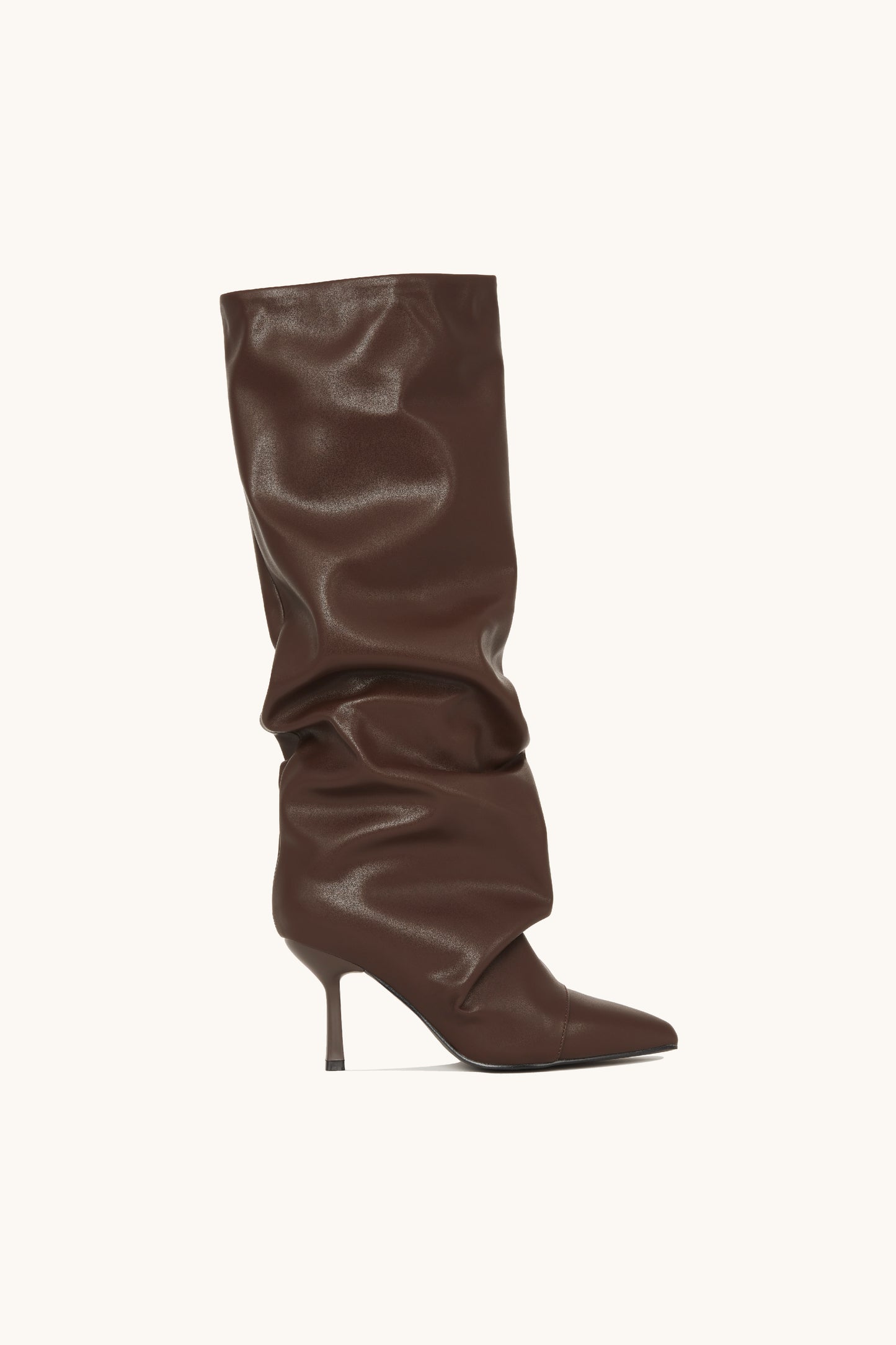 Bottes plissées marrons à talon aiguille - Tina